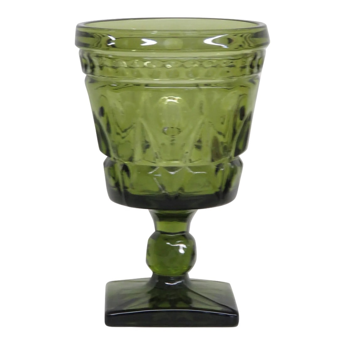 Indiana Glass Colony Park Lane Avocado Green Wine Water Goblet Cup (1 of 9)