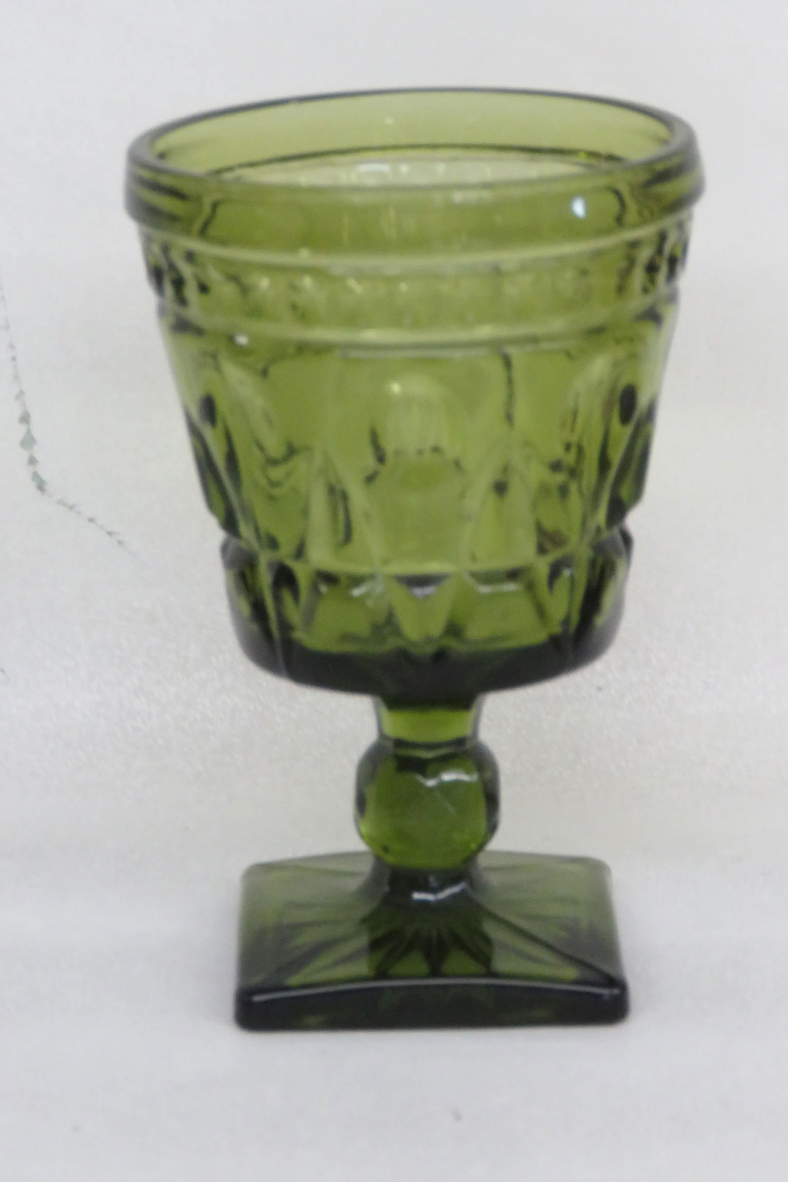 Indiana Glass Colony Park Lane Avocado Green Wine Water Goblet Cup - 2