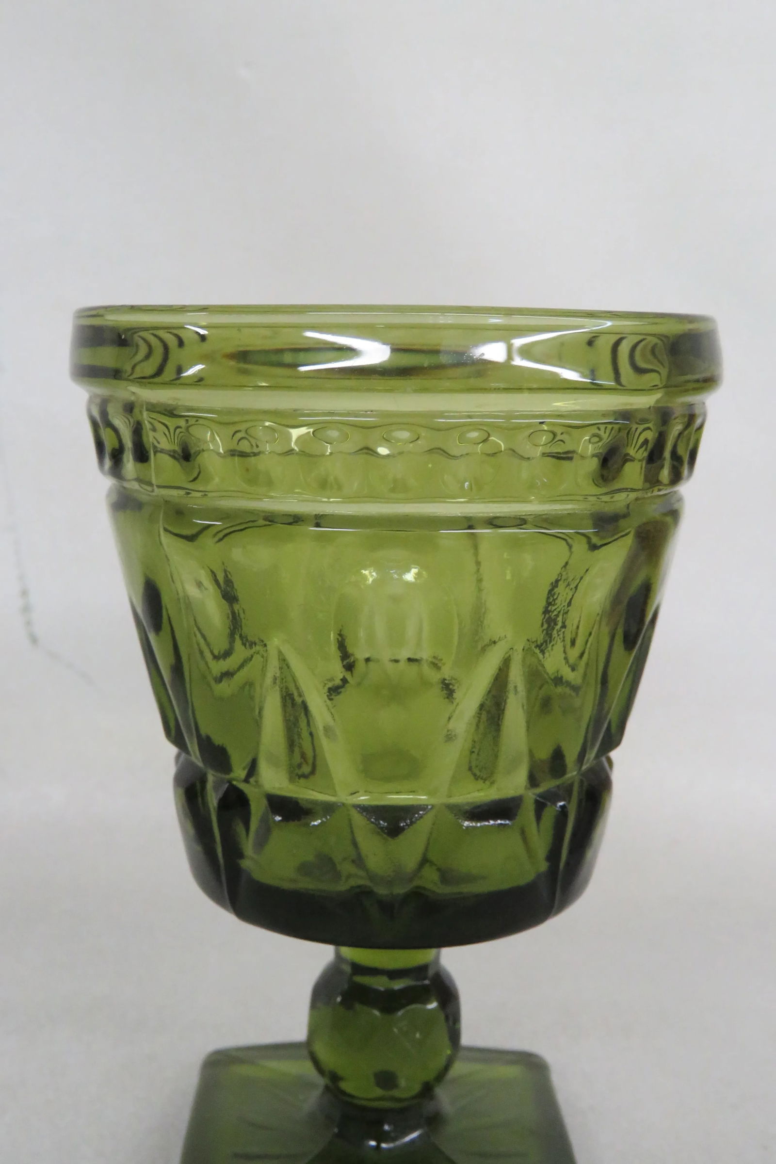 Indiana Glass Colony Park Lane Avocado Green Wine Water Goblet Cup - 3