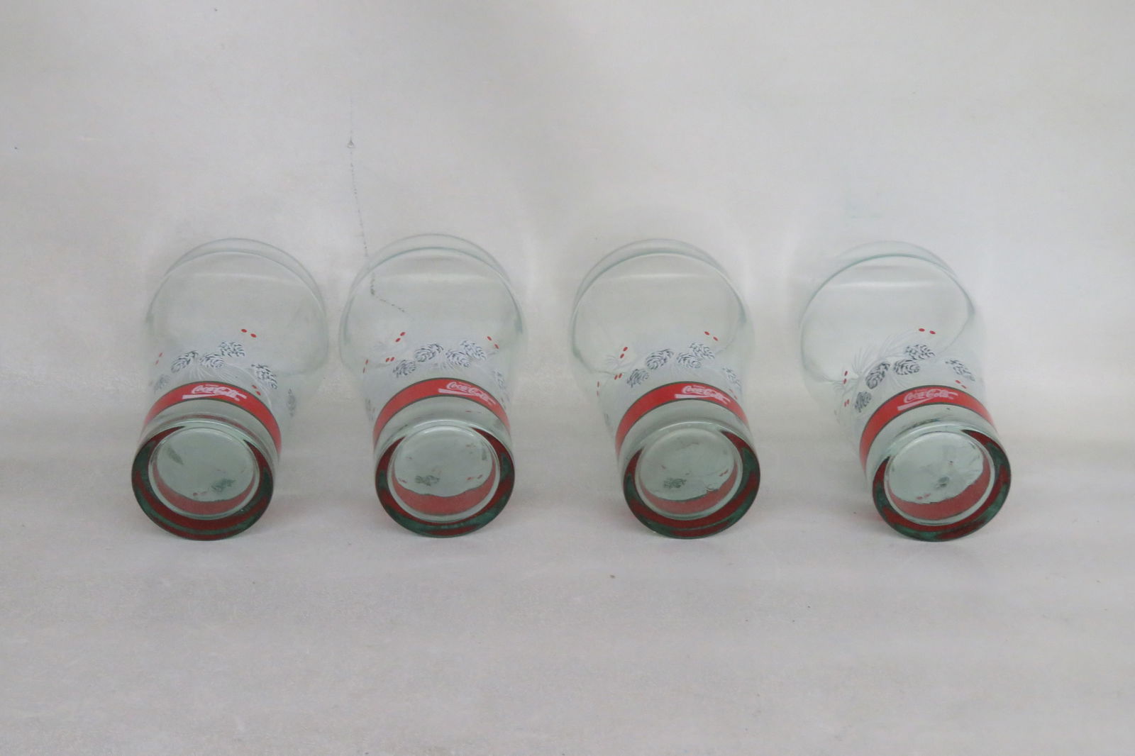 Libbey Coca Cola Christmas Holiday Pine Cone Tumbler Water Juice Cups Set of Four - 11