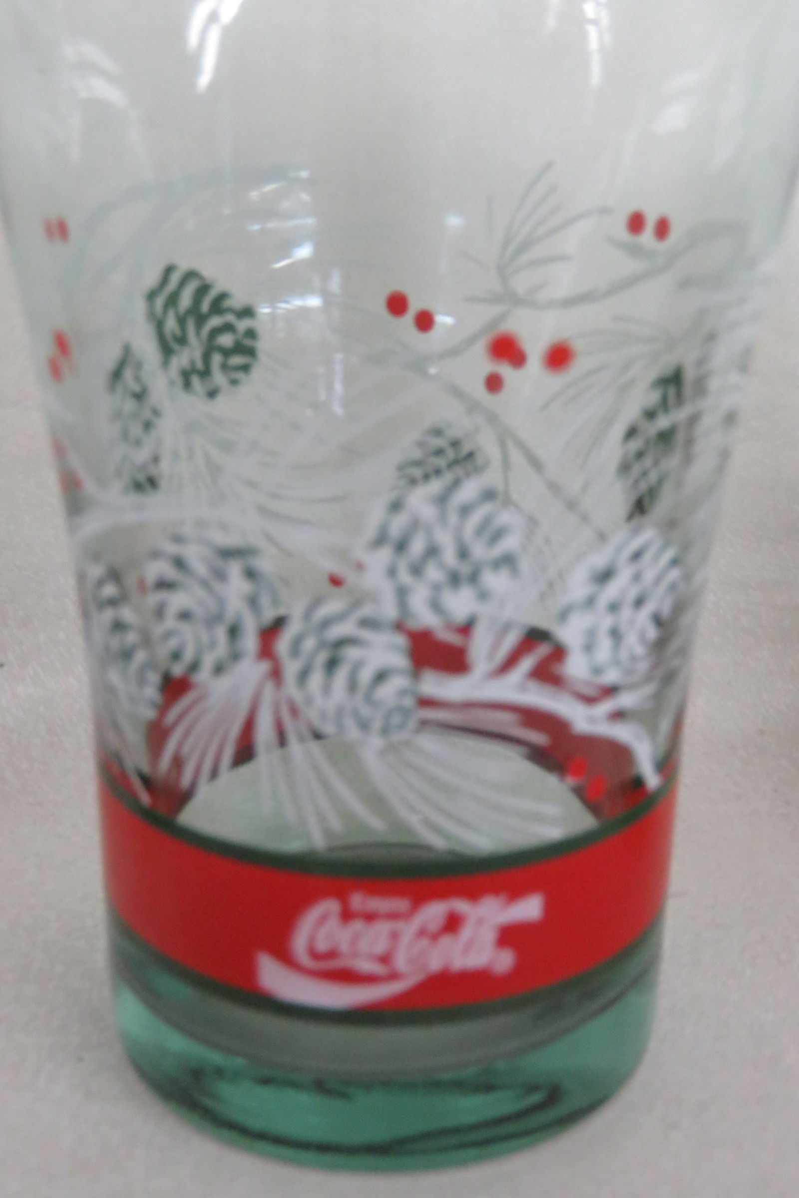 Libbey Coca Cola Christmas Holiday Pine Cone Tumbler Water Juice Cups Set of Four - 5