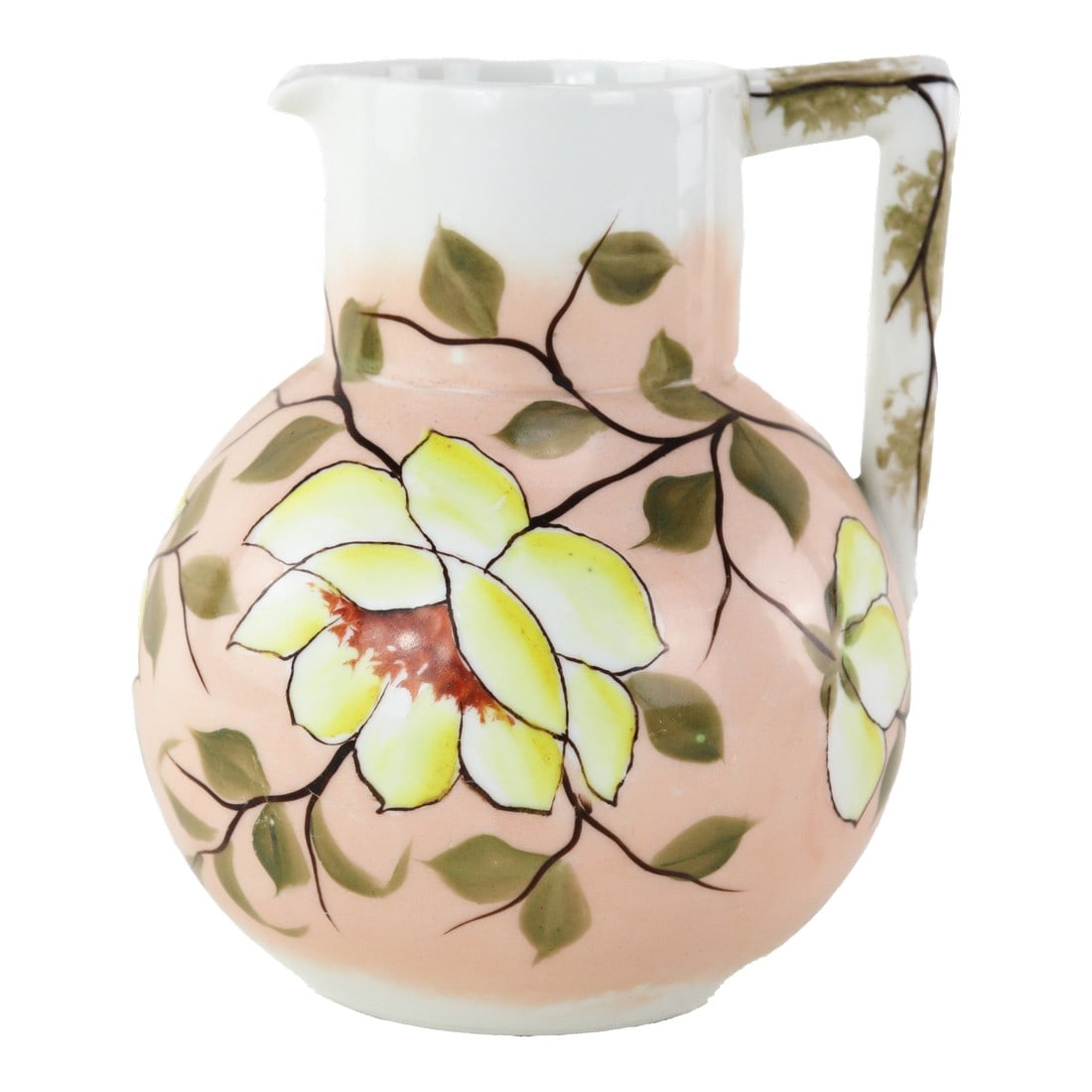 Vintage Hand-Painted Floral Porcelain Pitcher With Bold Yellow Blossoms (1 of 10)