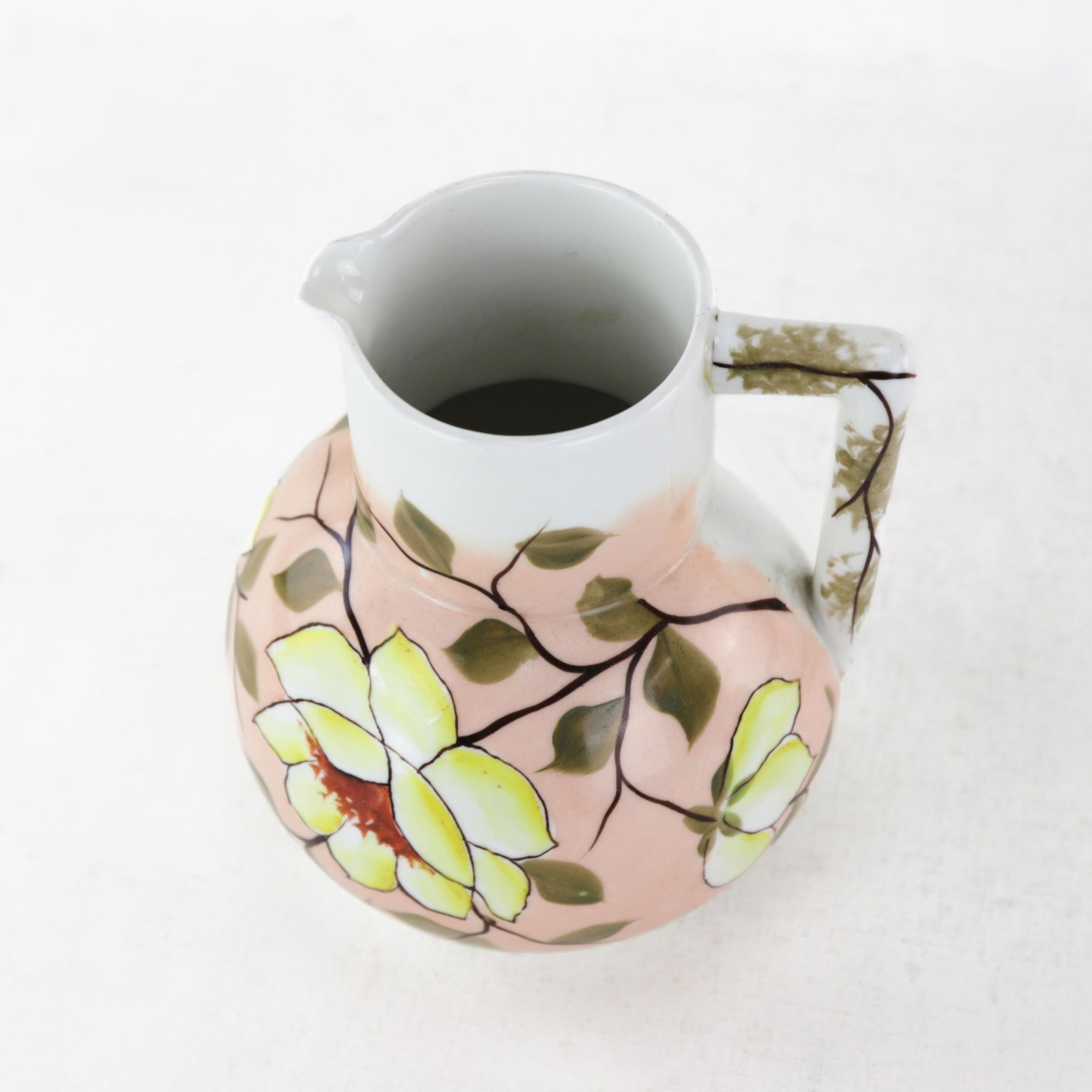 Vintage Hand-Painted Floral Porcelain Pitcher With Bold Yellow Blossoms - 5