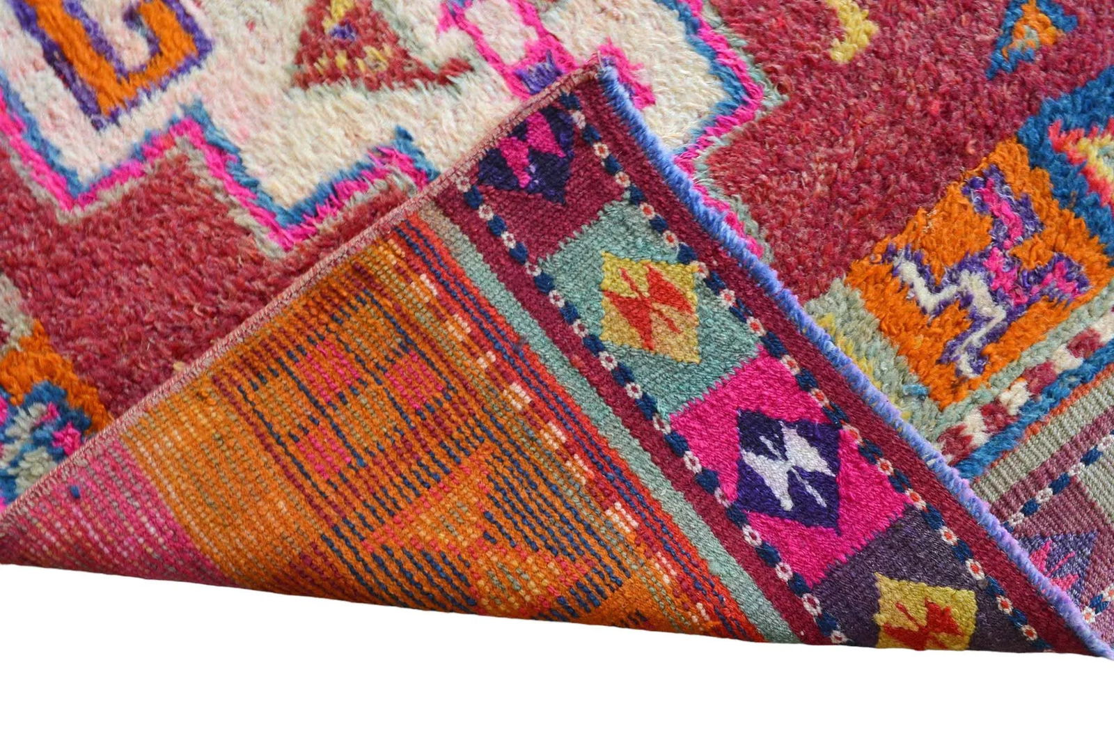 Colorful Kurdish Runner Rug Herki . Tribal Hand-Knotted Short Runner Rug - 2"²11"³ Ã - 11