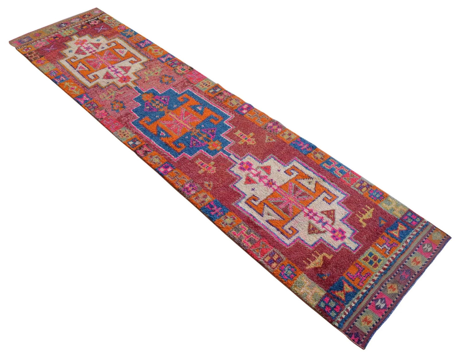 Colorful Kurdish Runner Rug Herki . Tribal Hand-Knotted Short Runner Rug - 2"²11"³ Ã - 5