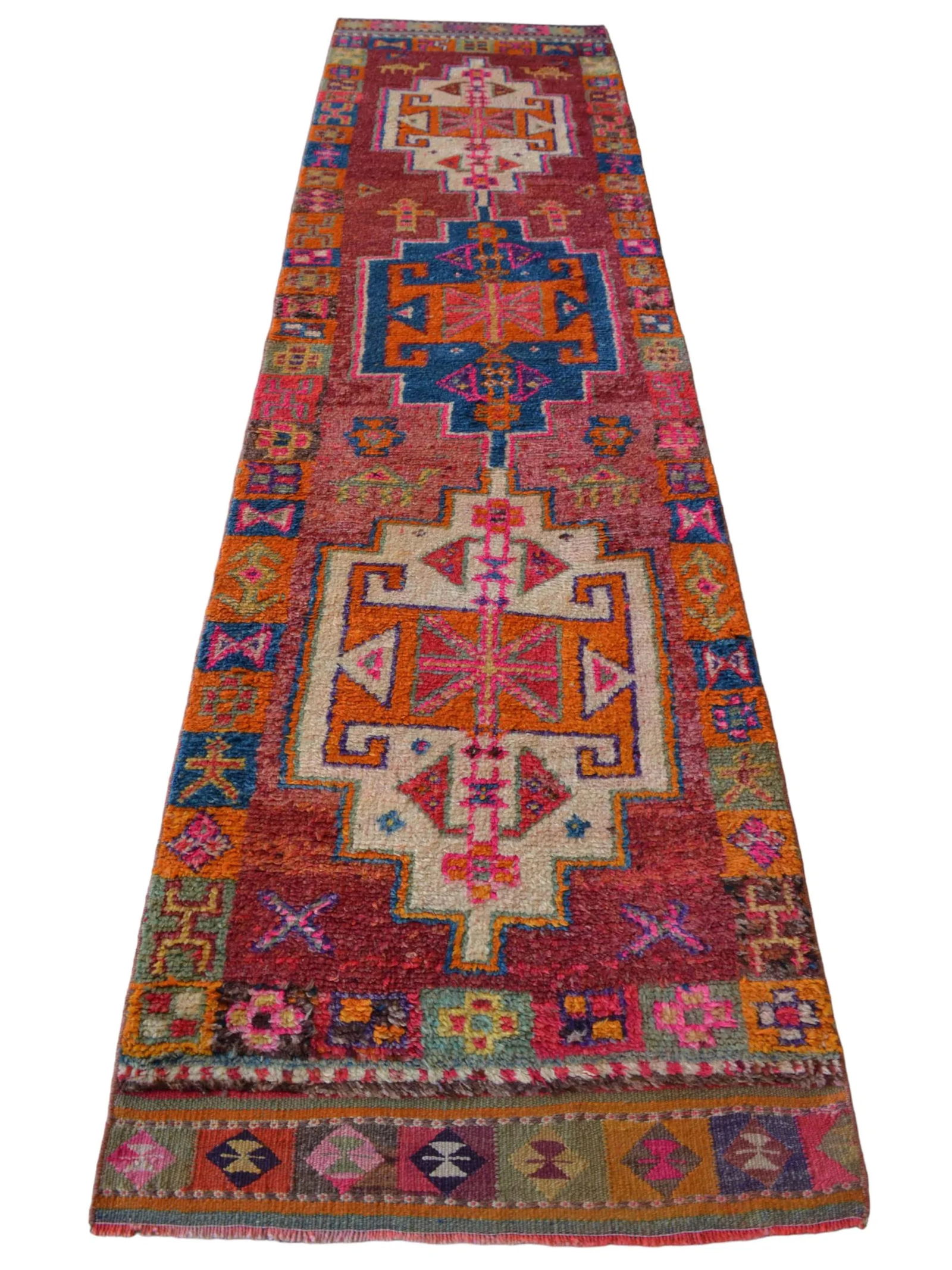 Colorful Kurdish Runner Rug Herki . Tribal Hand-Knotted Short Runner Rug - 2"²11"³ Ã - 6