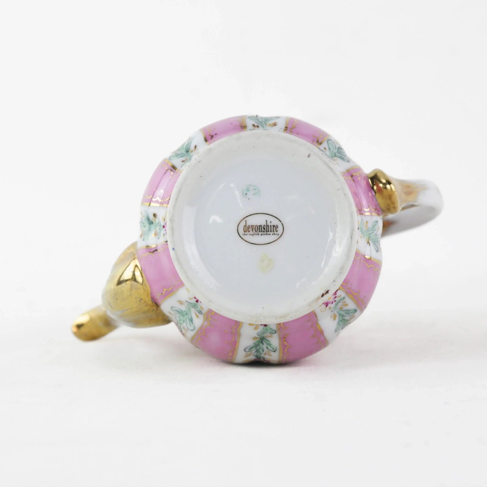 Antique Pink Porcelain Teapot With Gold Accents and Floral Pattern - 3