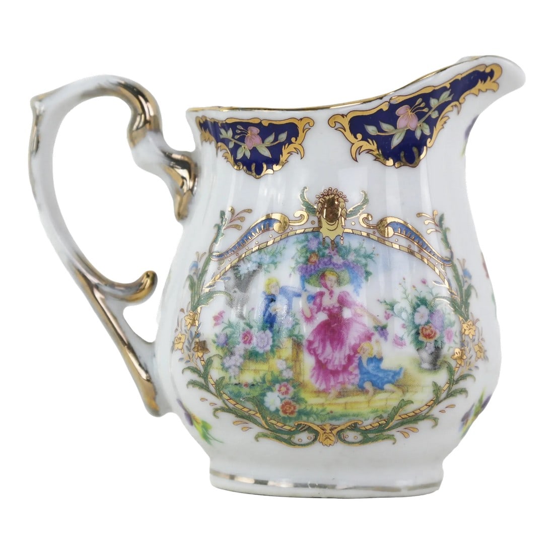 Elegant Victorian Porcelain Creamer With Ornate Blue and Gold Floral Design (1 of 10)