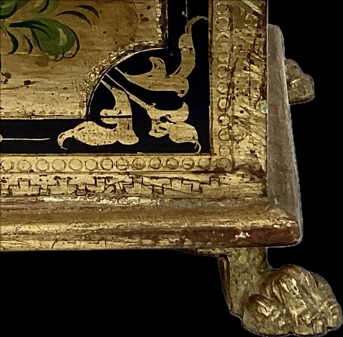 Florentine Handpainted Giltwood Trinket Box With Paw Feet - 10