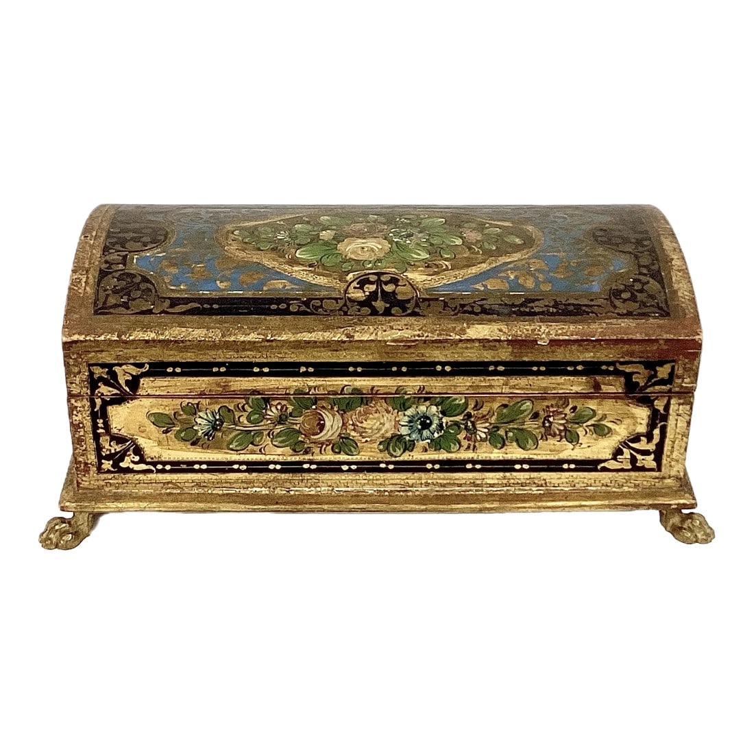 Florentine Handpainted Giltwood Trinket Box With Paw Feet (1 of 11)