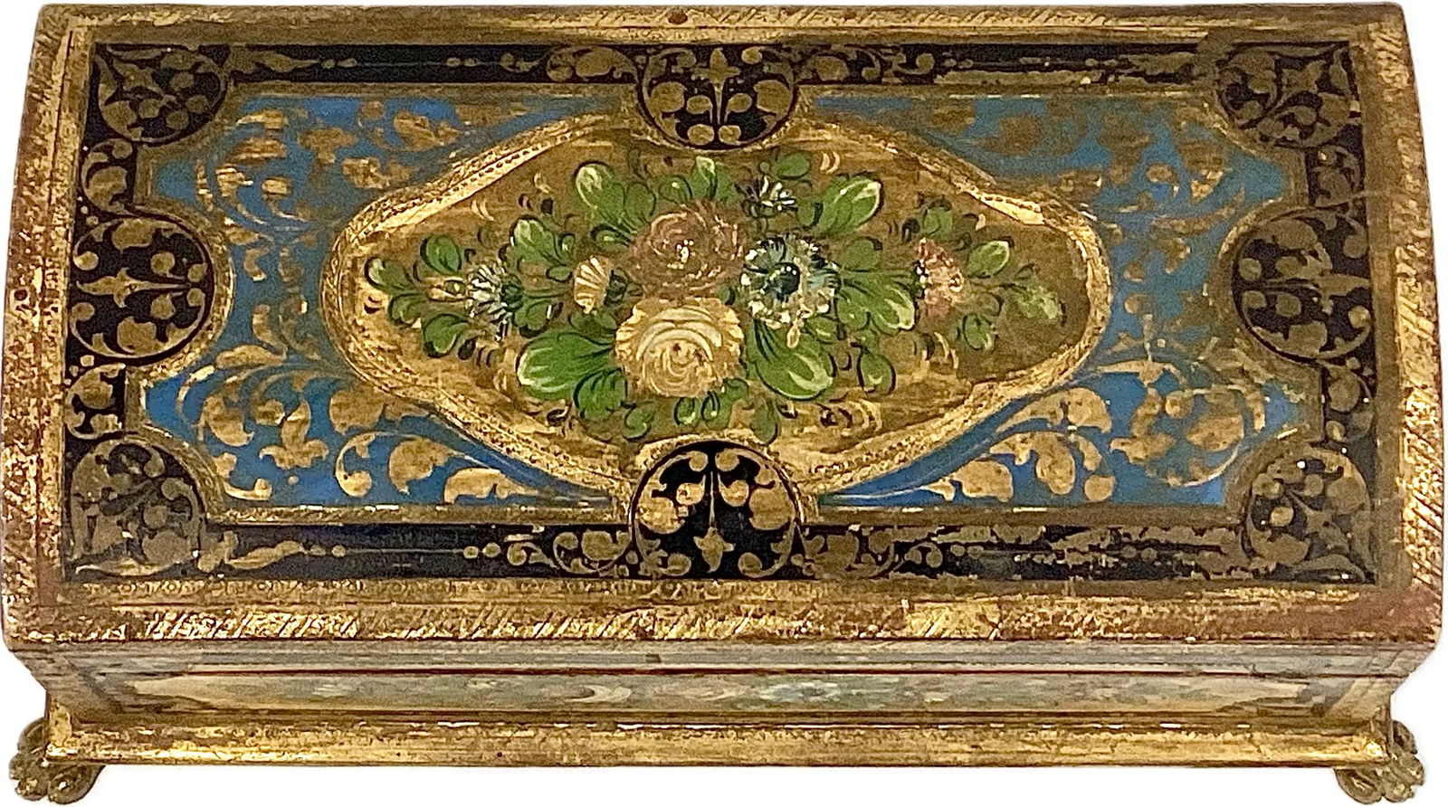 Florentine Handpainted Giltwood Trinket Box With Paw Feet - 5
