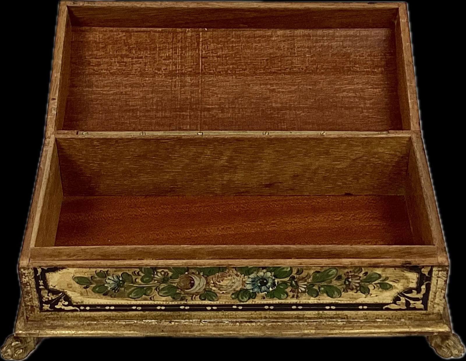 Florentine Handpainted Giltwood Trinket Box With Paw Feet - 6