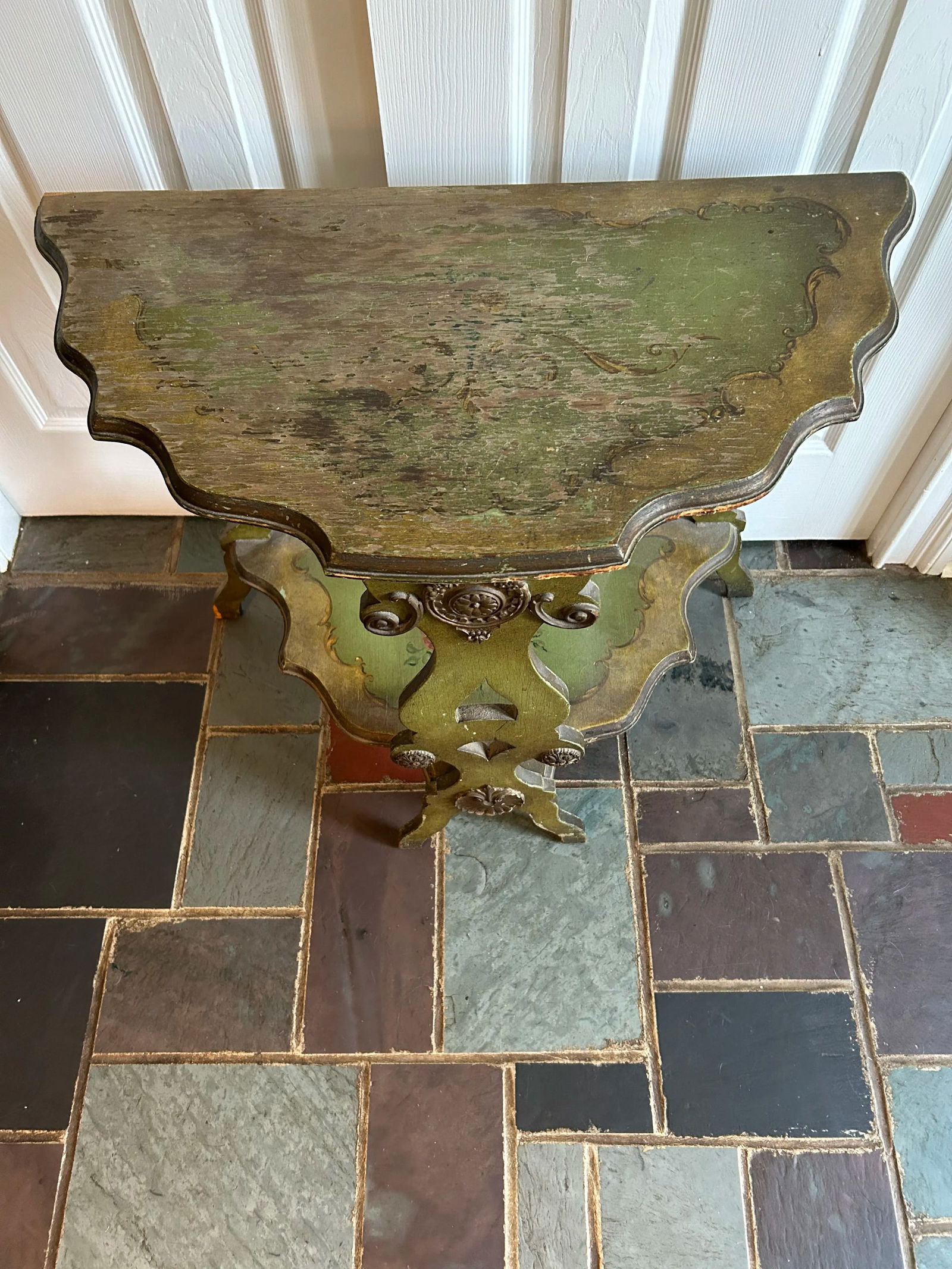 Vintage Hand Painted Two Tier Console Table - 11