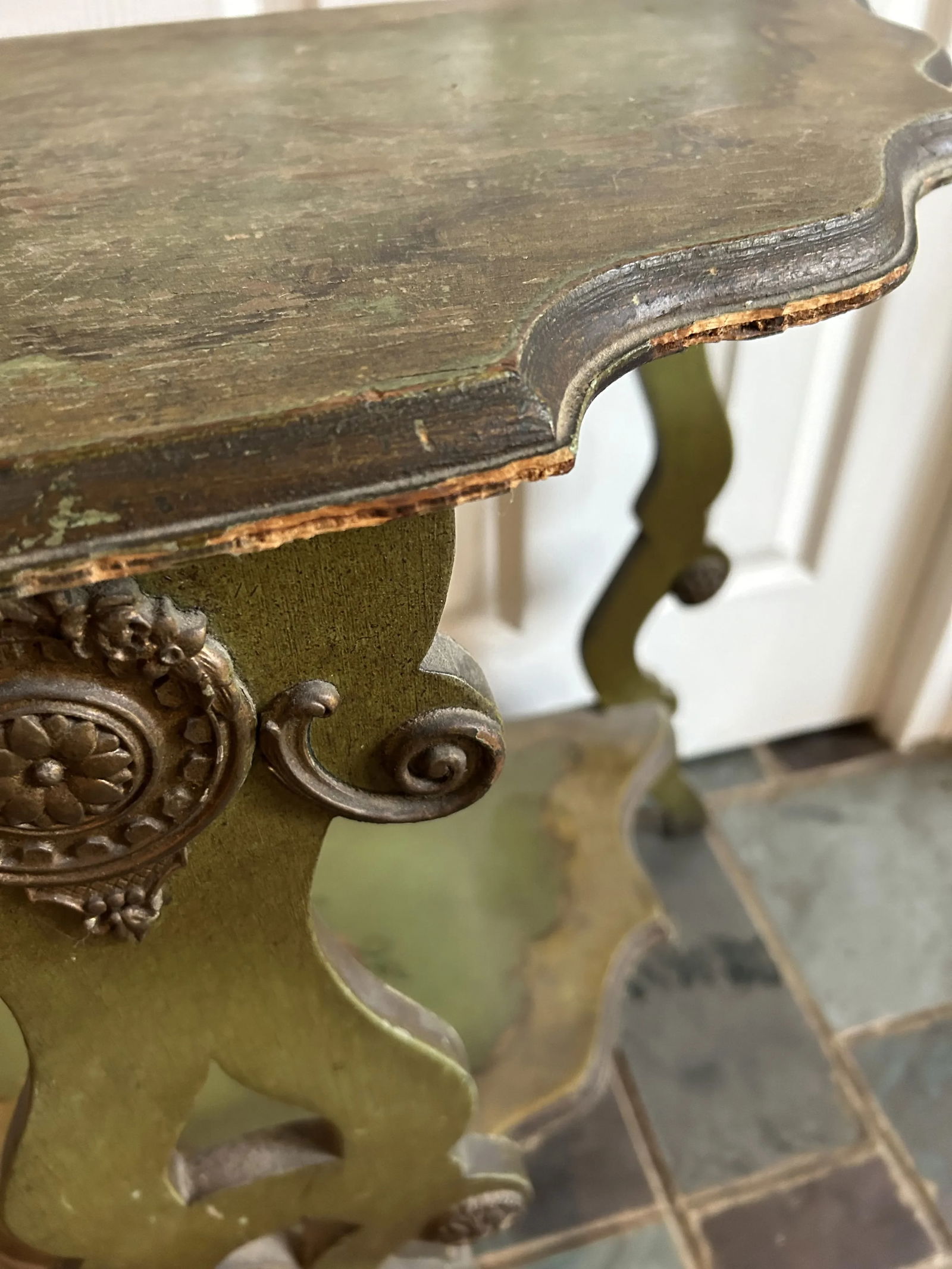 Vintage Hand Painted Two Tier Console Table - 3
