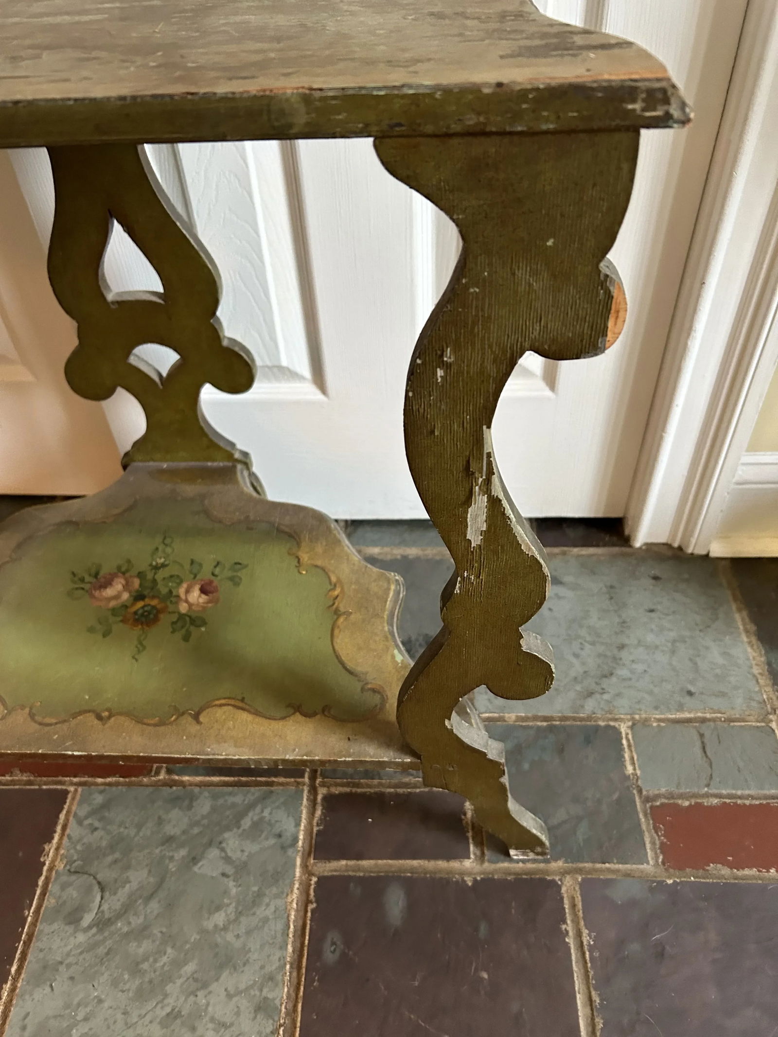 Vintage Hand Painted Two Tier Console Table - 4