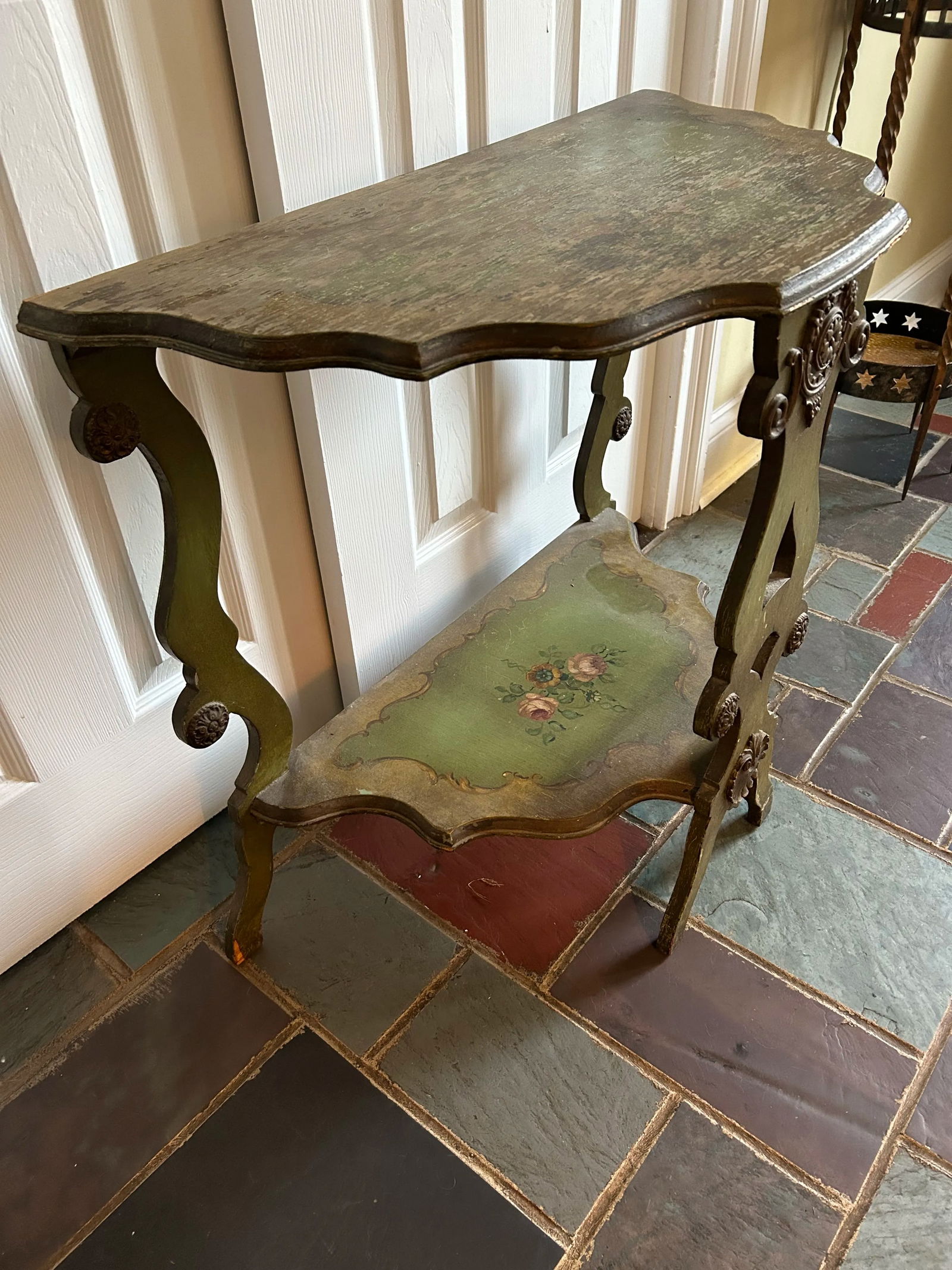 Vintage Hand Painted Two Tier Console Table - 5