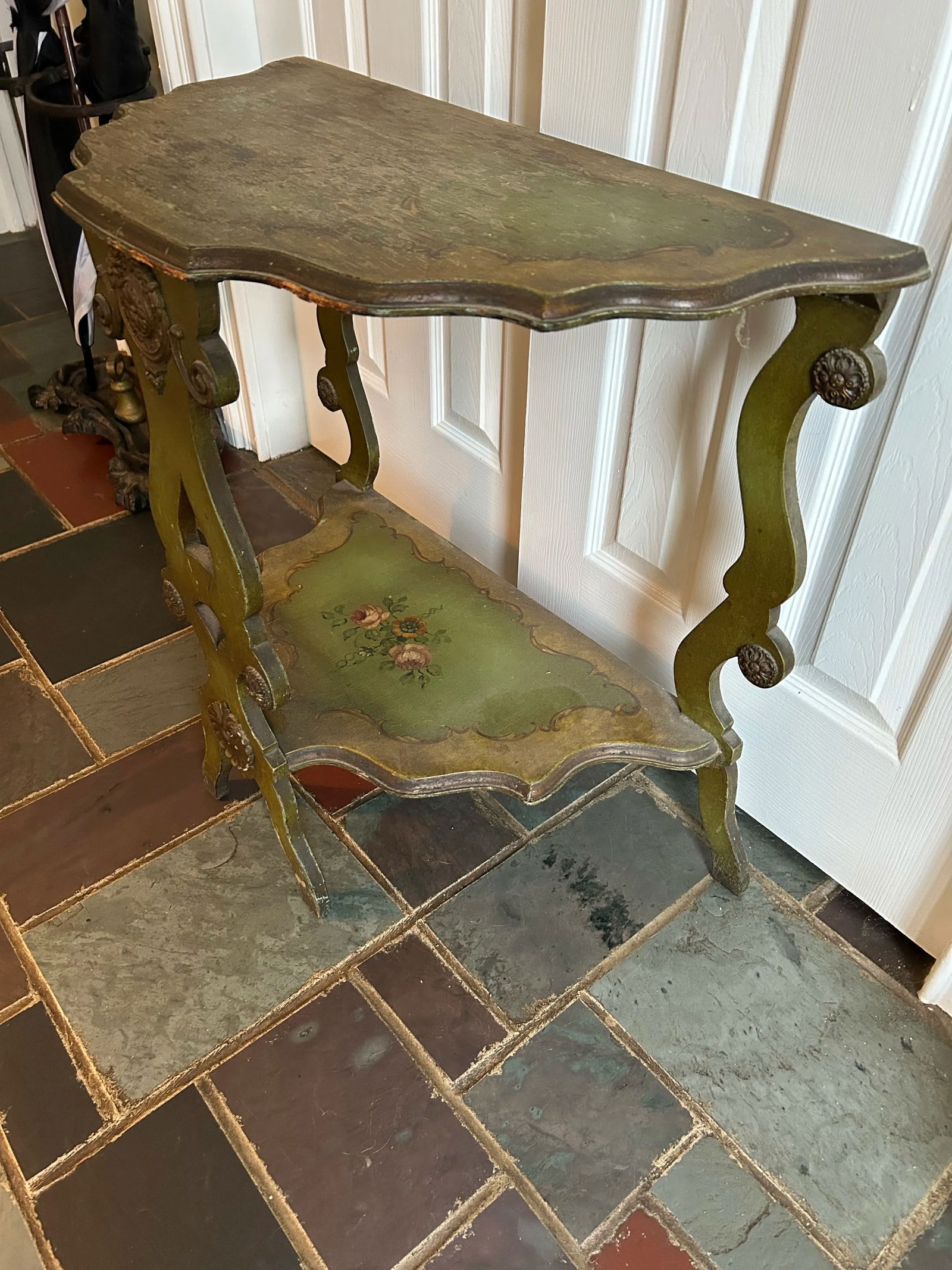 Vintage Hand Painted Two Tier Console Table - 7