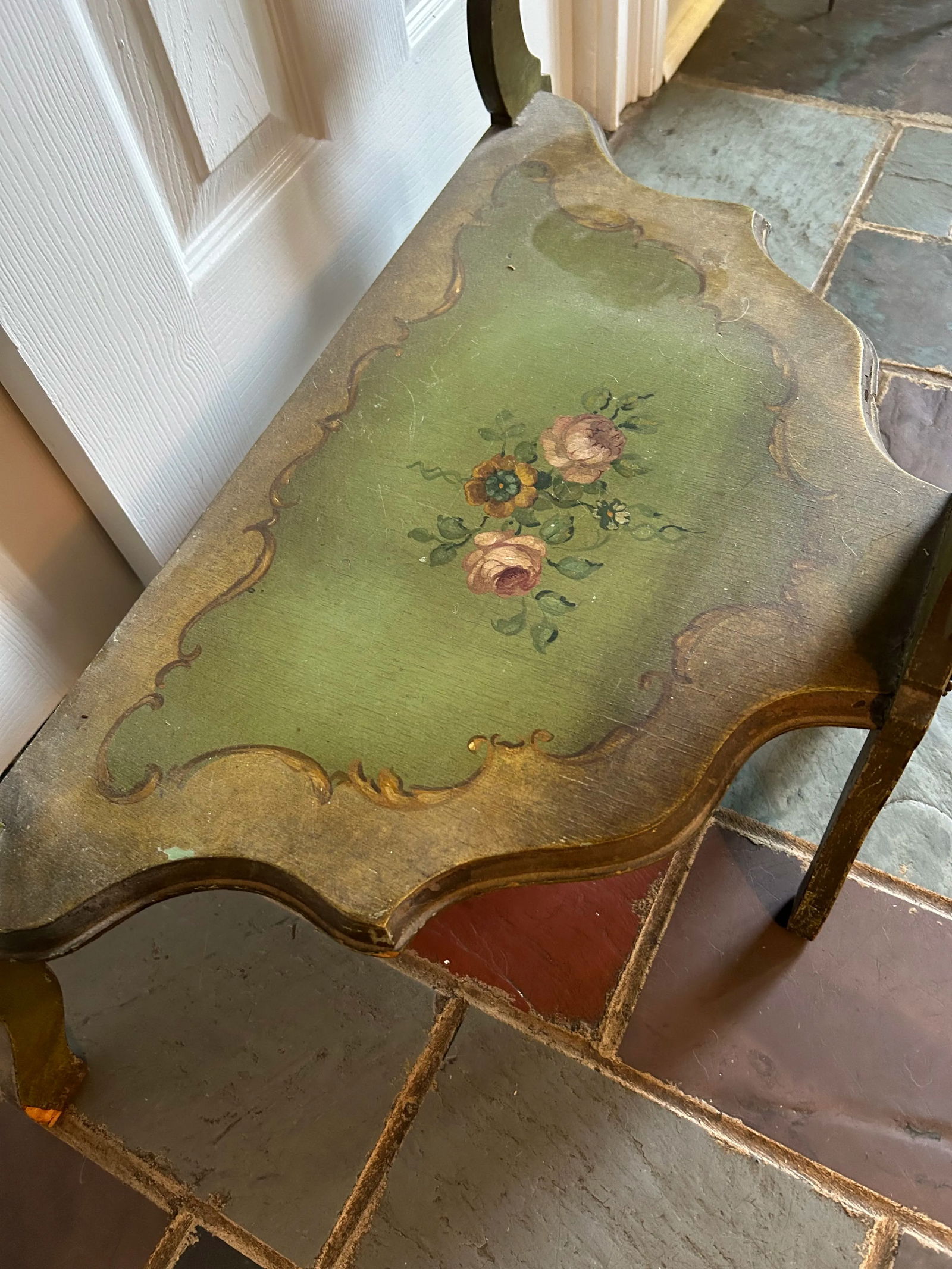 Vintage Hand Painted Two Tier Console Table - 8