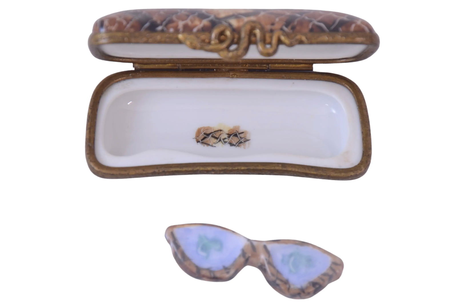Limoges Snake Skin Glasses Case Trinket Box - 2