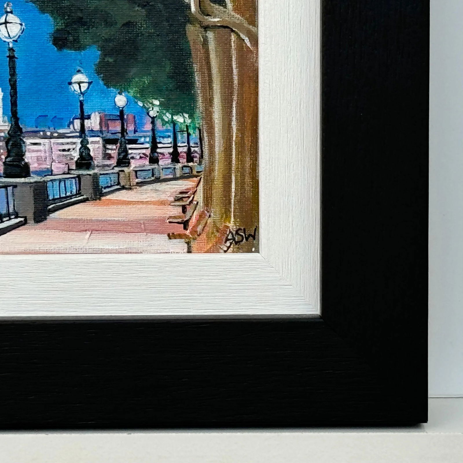 Angela Wakefield, Miniature Painting of Victoria Embankment London & St Pauls Cathedral at Night 2, - 8