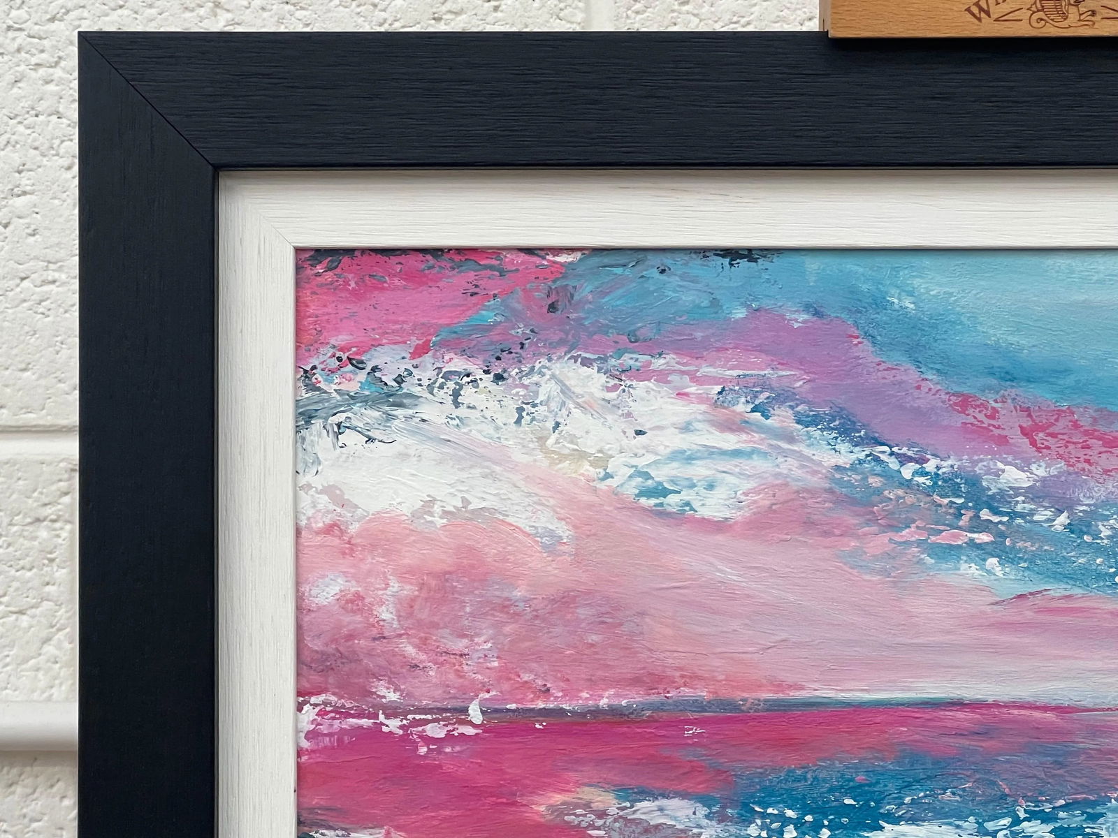 Abstract Landscape Seascape Painting With Pink & Blue Sky by British Artist - 9