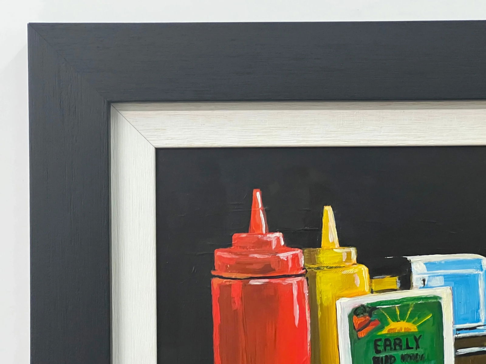 Americana Still Life Painting of American Diner Table Condiments & Sauces Art, 2017, Framed - 8