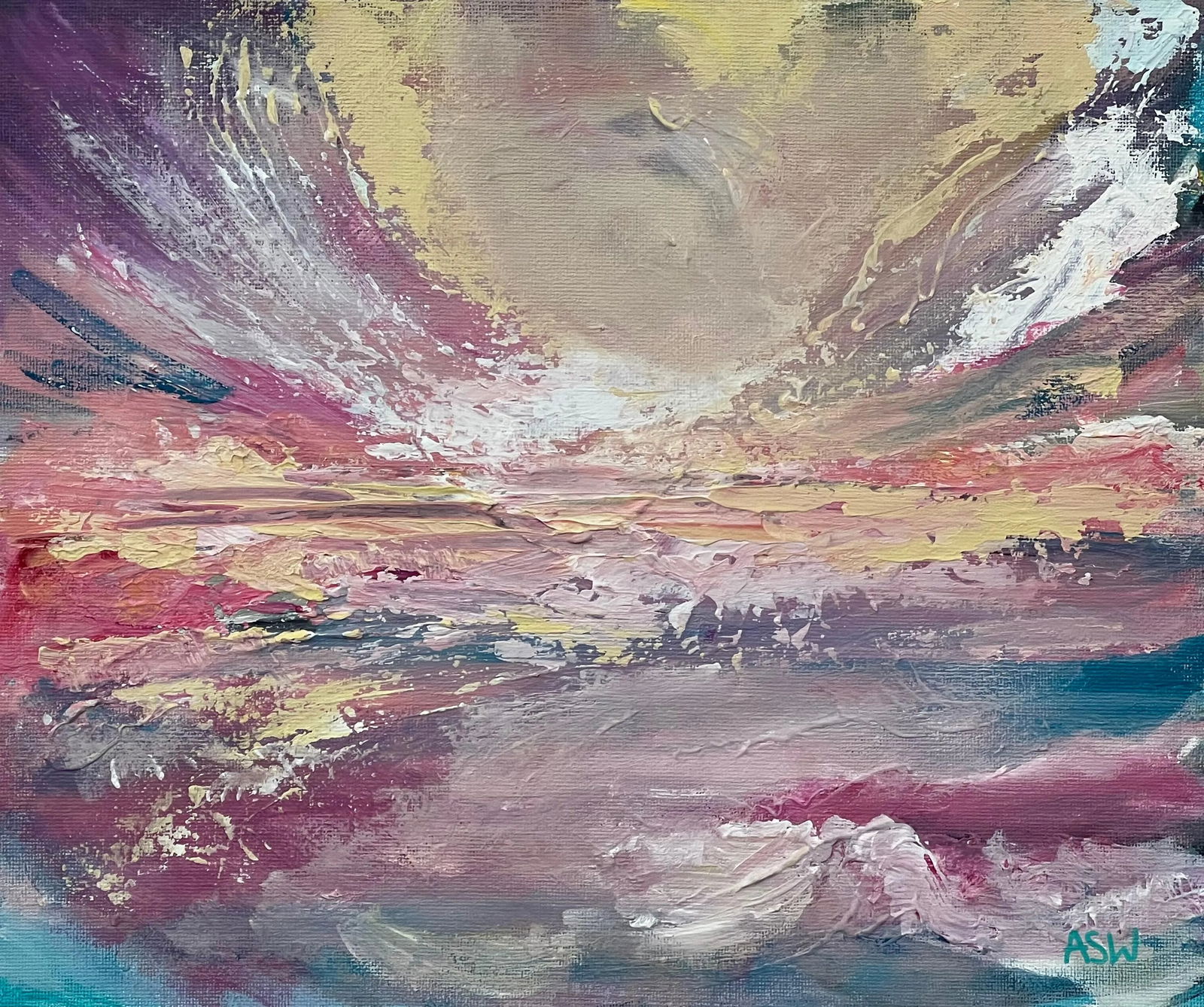 Radiant Dawn - Vibrant Abstract Sea Landscape Painting - Unique Original Art by British Contemporary - 5