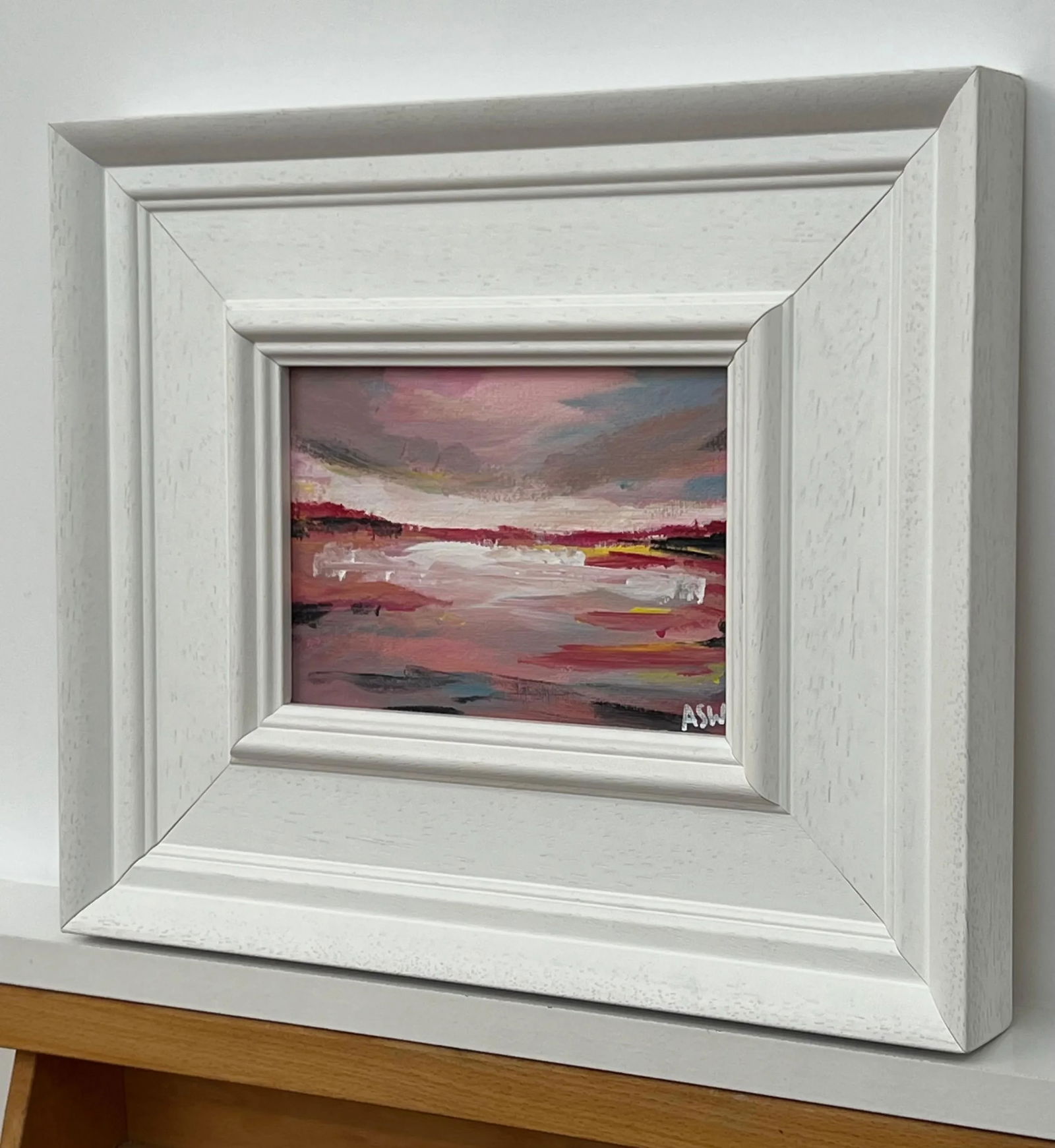 Miniature Abstract Painting Study With Pink by Contemporary British Artist, 2024 - 4