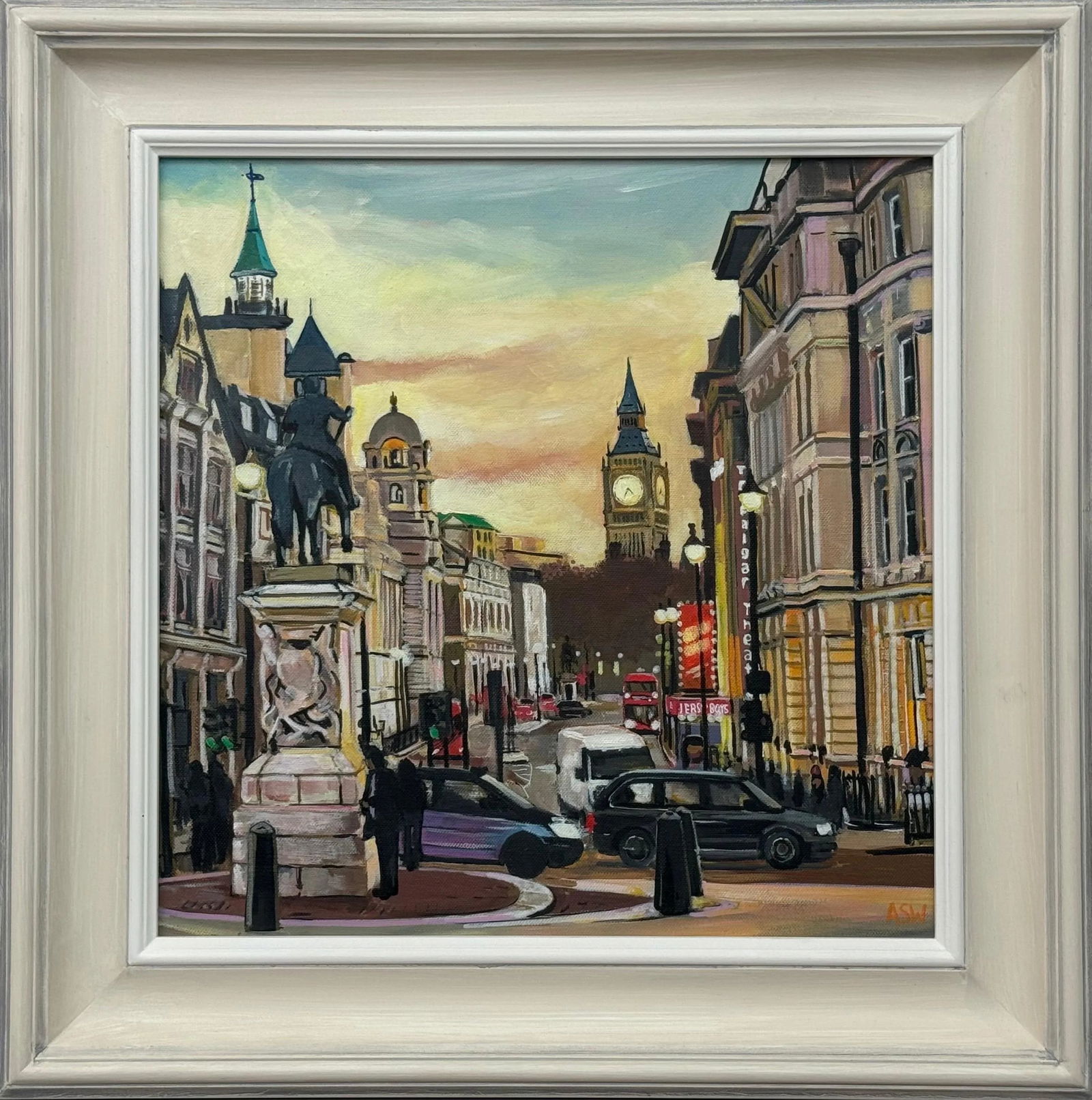 Urban Landscape Art of London City Westminster With Black Taxis, Big Ben & Trafalgar Square by Conte - 2