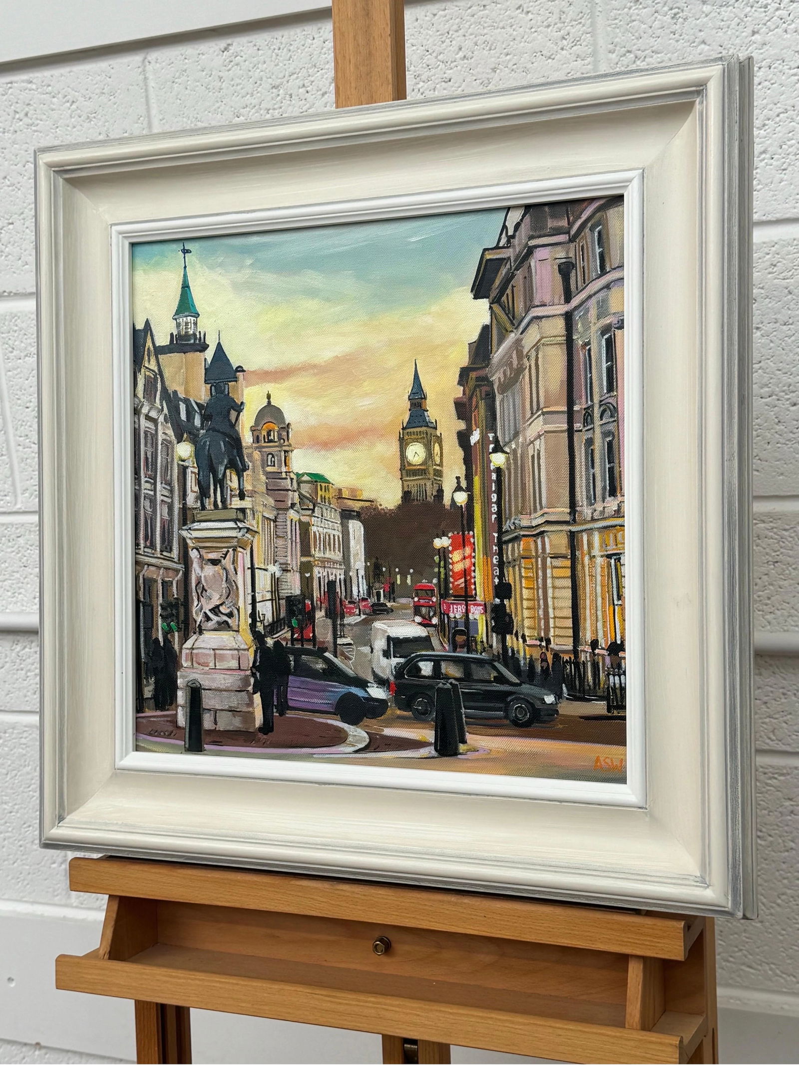 Urban Landscape Art of London City Westminster With Black Taxis, Big Ben & Trafalgar Square by Conte - 8