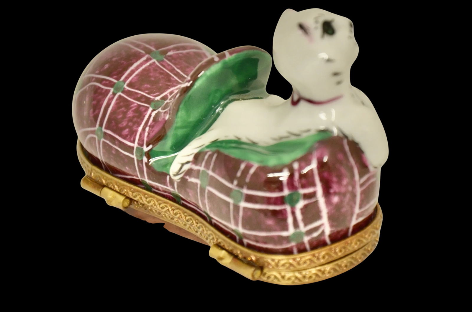 Limoges Kitten in Slipper Trinket Accent Box - 3