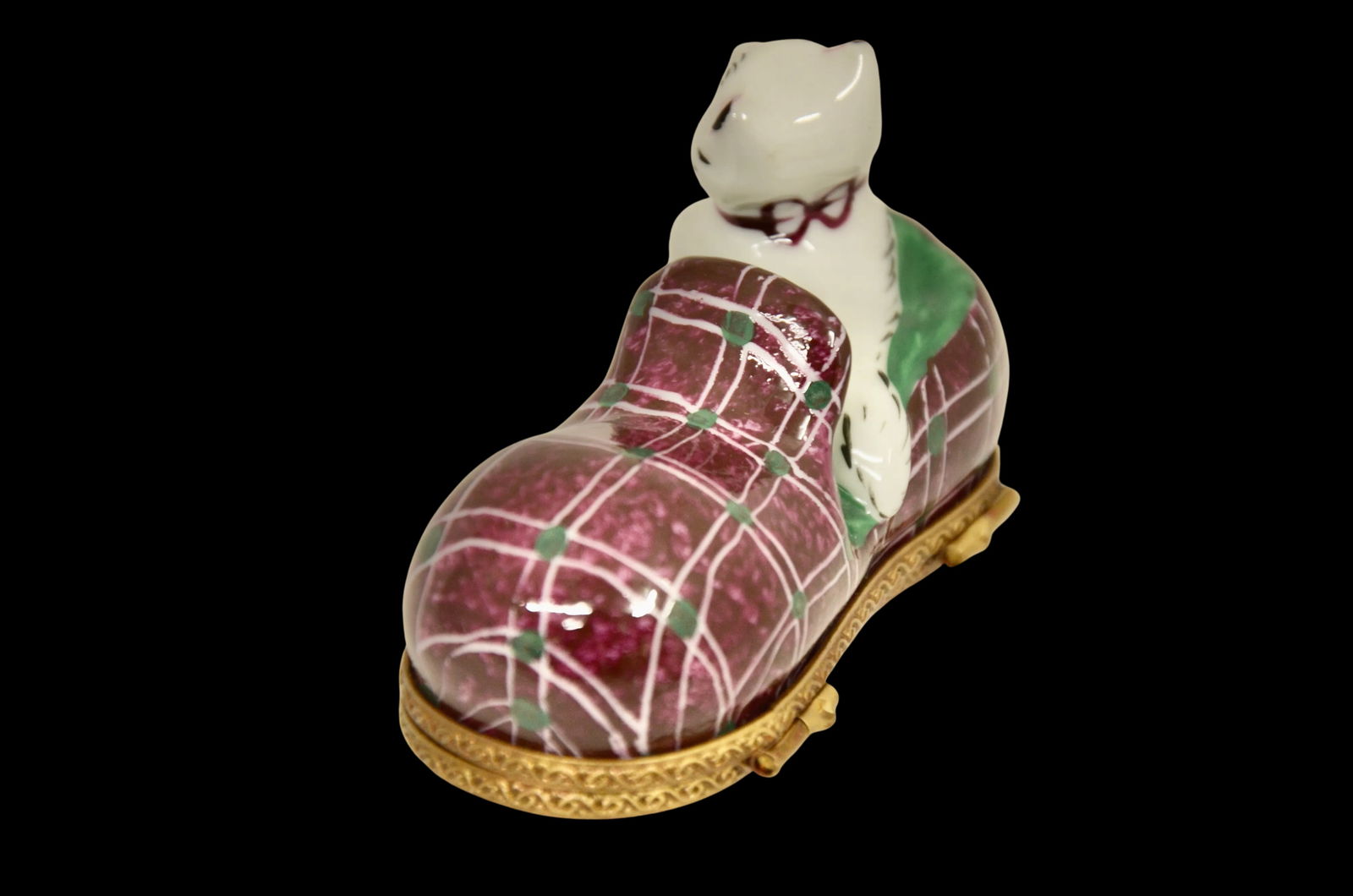 Limoges Kitten in Slipper Trinket Accent Box - 4
