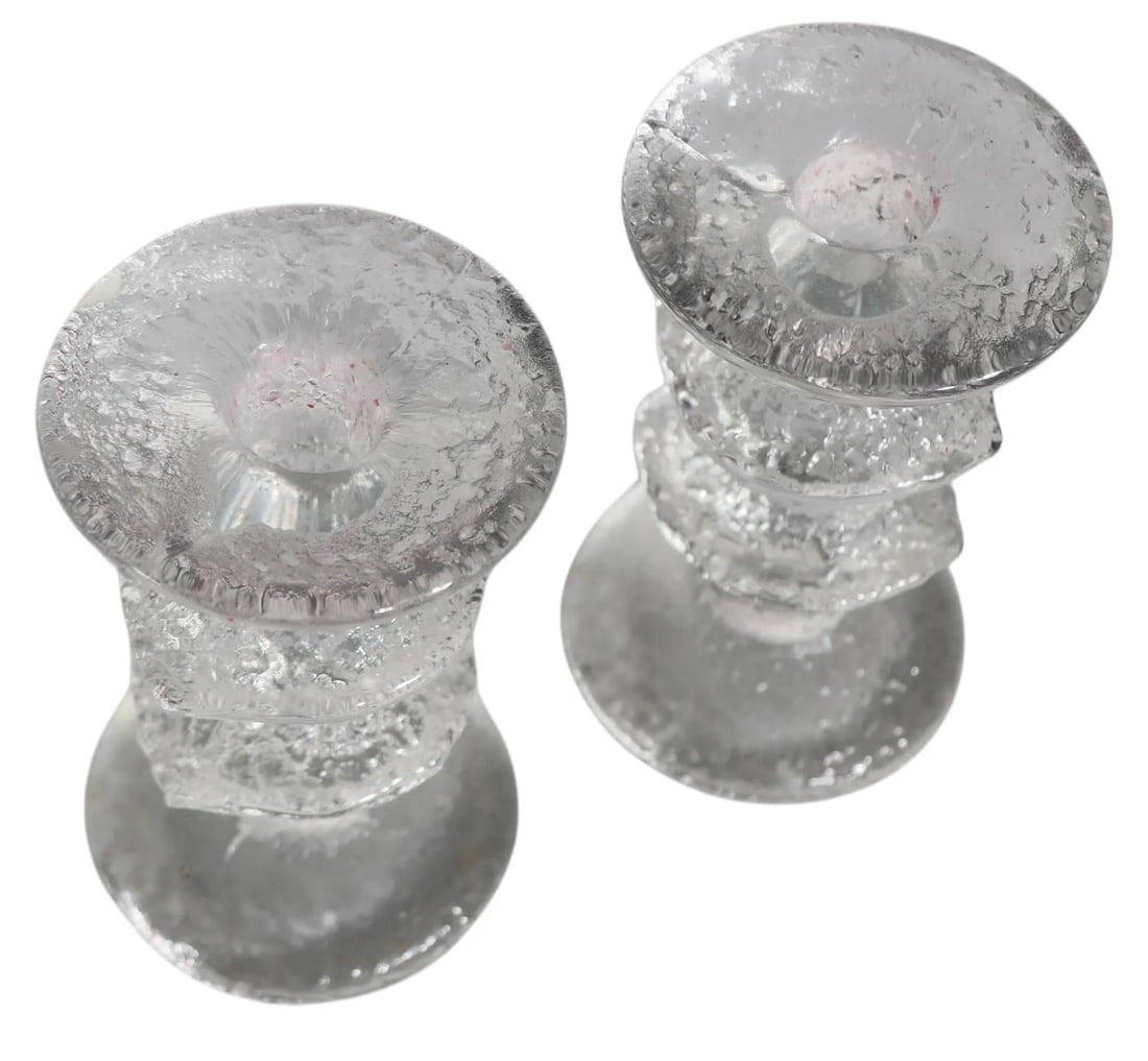 Pr. Iittala Festivo Glass Candlesticks by Timo Sarpaneva Signed Ts Circa 1960's - 10