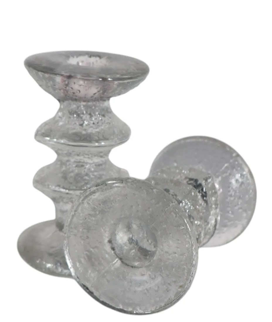 Pr. Iittala Festivo Glass Candlesticks by Timo Sarpaneva Signed Ts Circa 1960's - 8