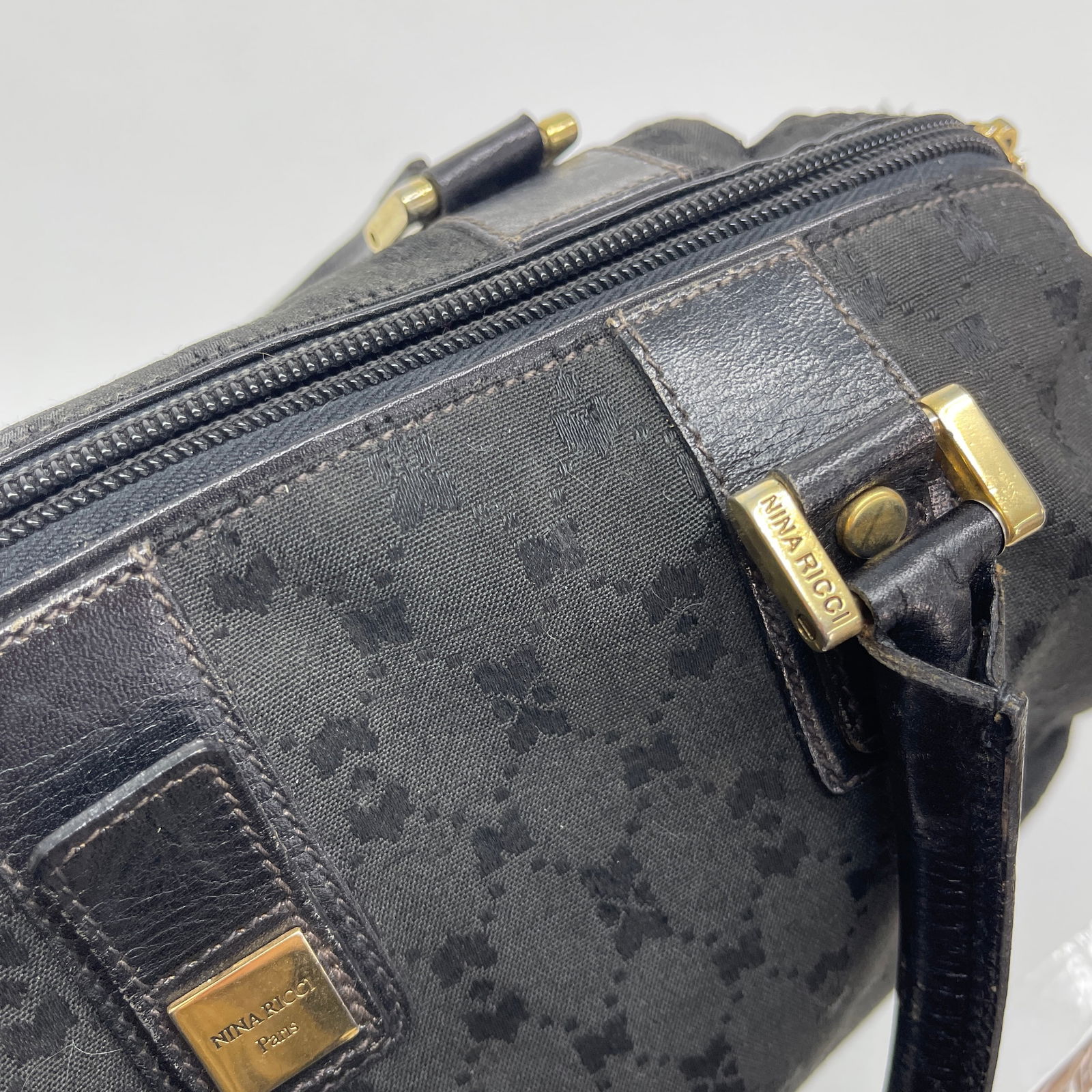 Nina Ricci Signature Canvas Top Handle Boston Bowling Bag - 12