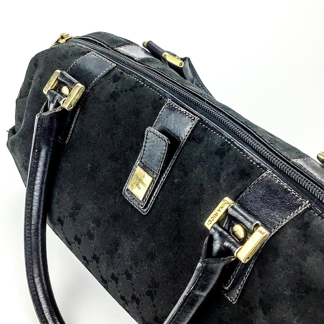 Nina Ricci Signature Canvas Top Handle Boston Bowling Bag - 4