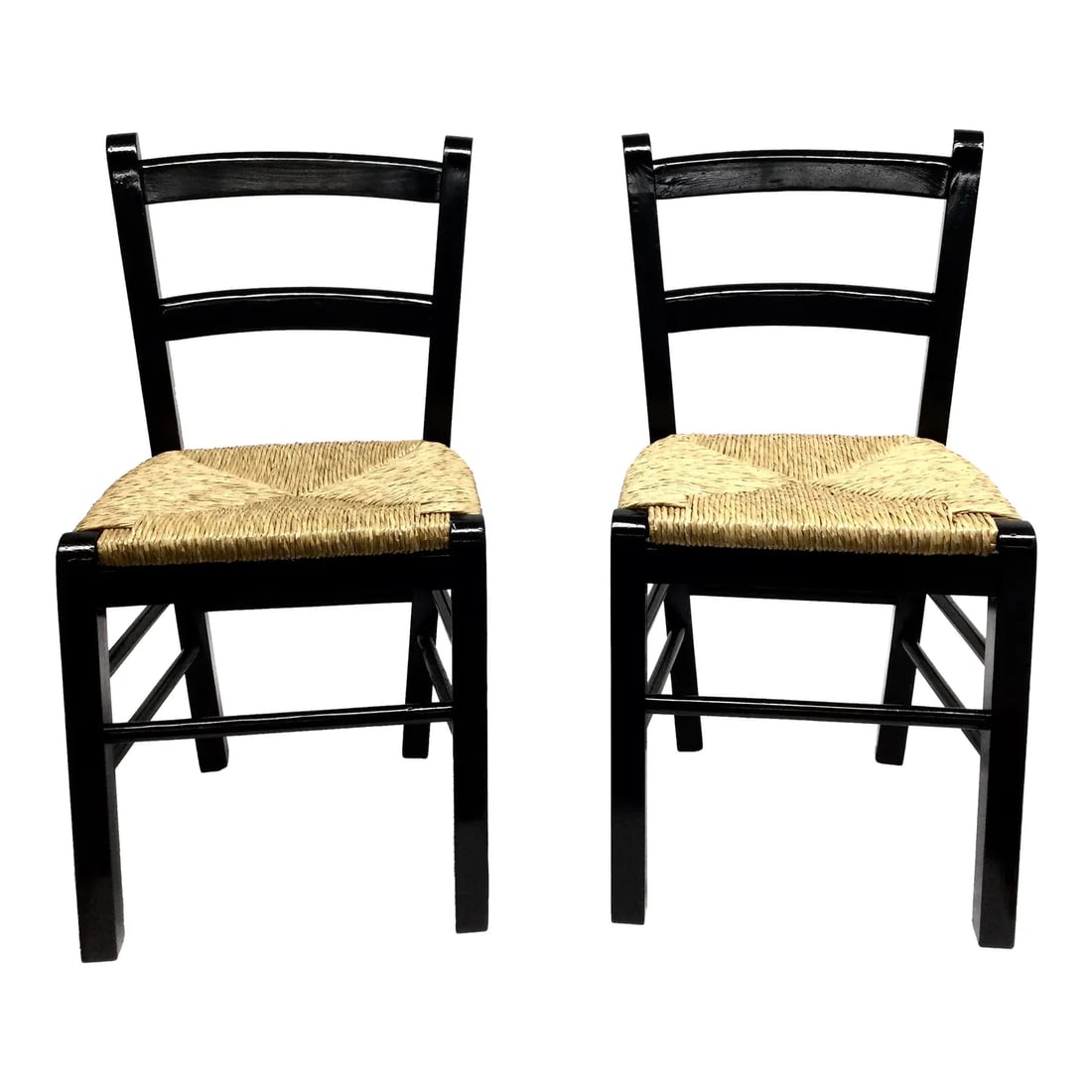 90's Black Painted Children's Side Chair With Rattan Seat Slightly Imperfect. - 10