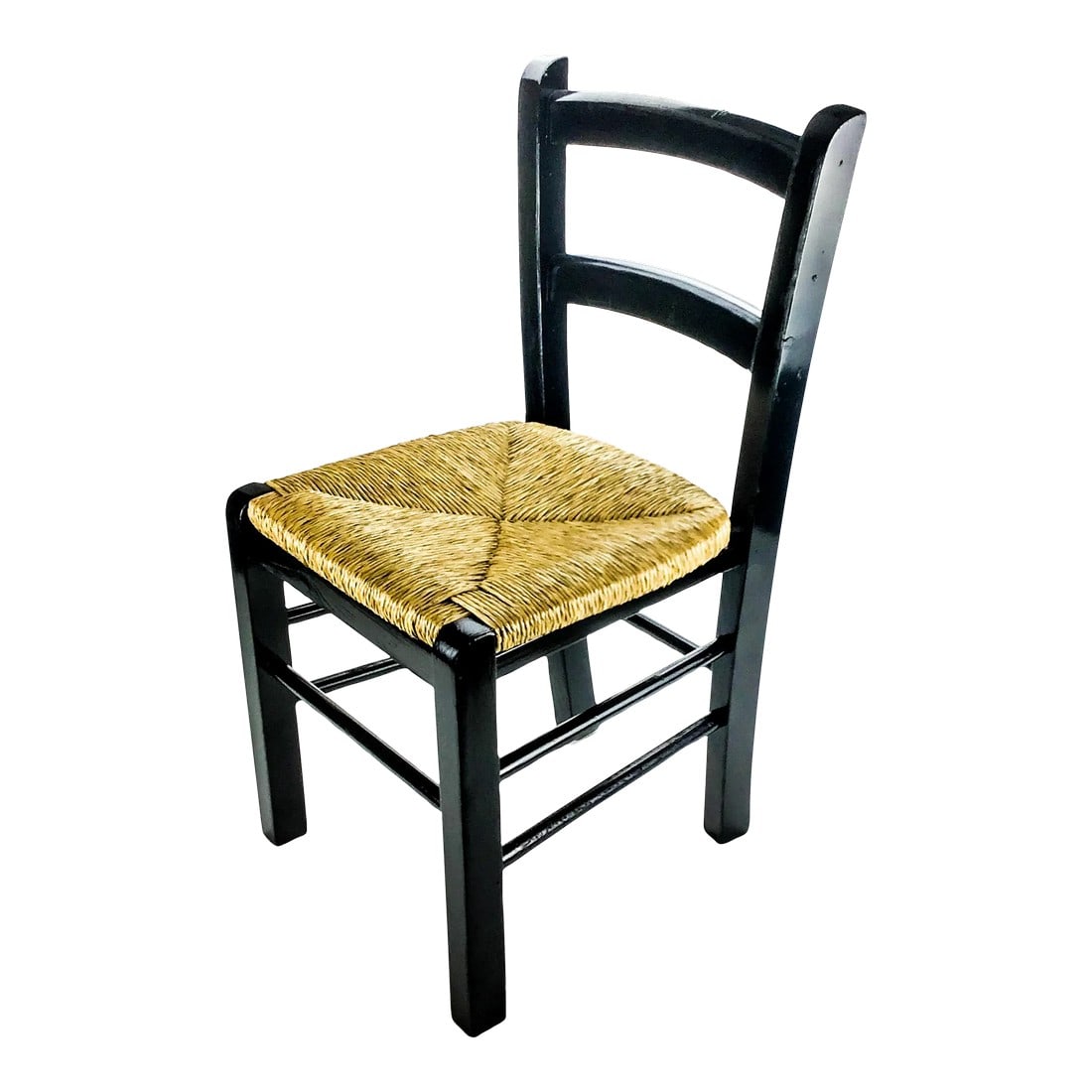 90's Black Painted Children's Side Chair With Rattan Seat Slightly Imperfect. (1 of 10)