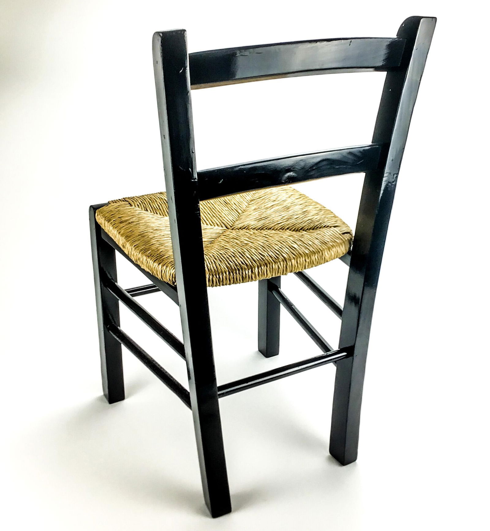 90's Black Painted Children's Side Chair With Rattan Seat Slightly Imperfect. - 4