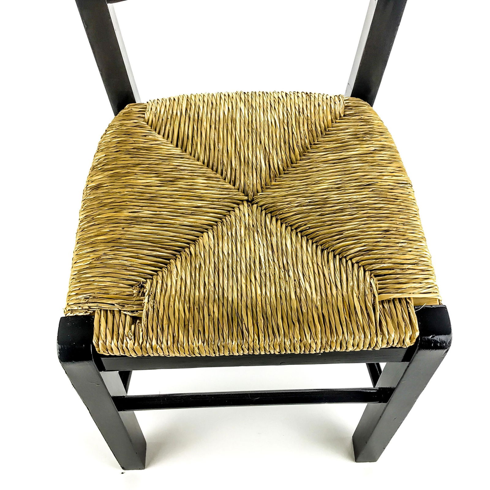 90's Black Painted Children's Side Chair With Rattan Seat Slightly Imperfect. - 5