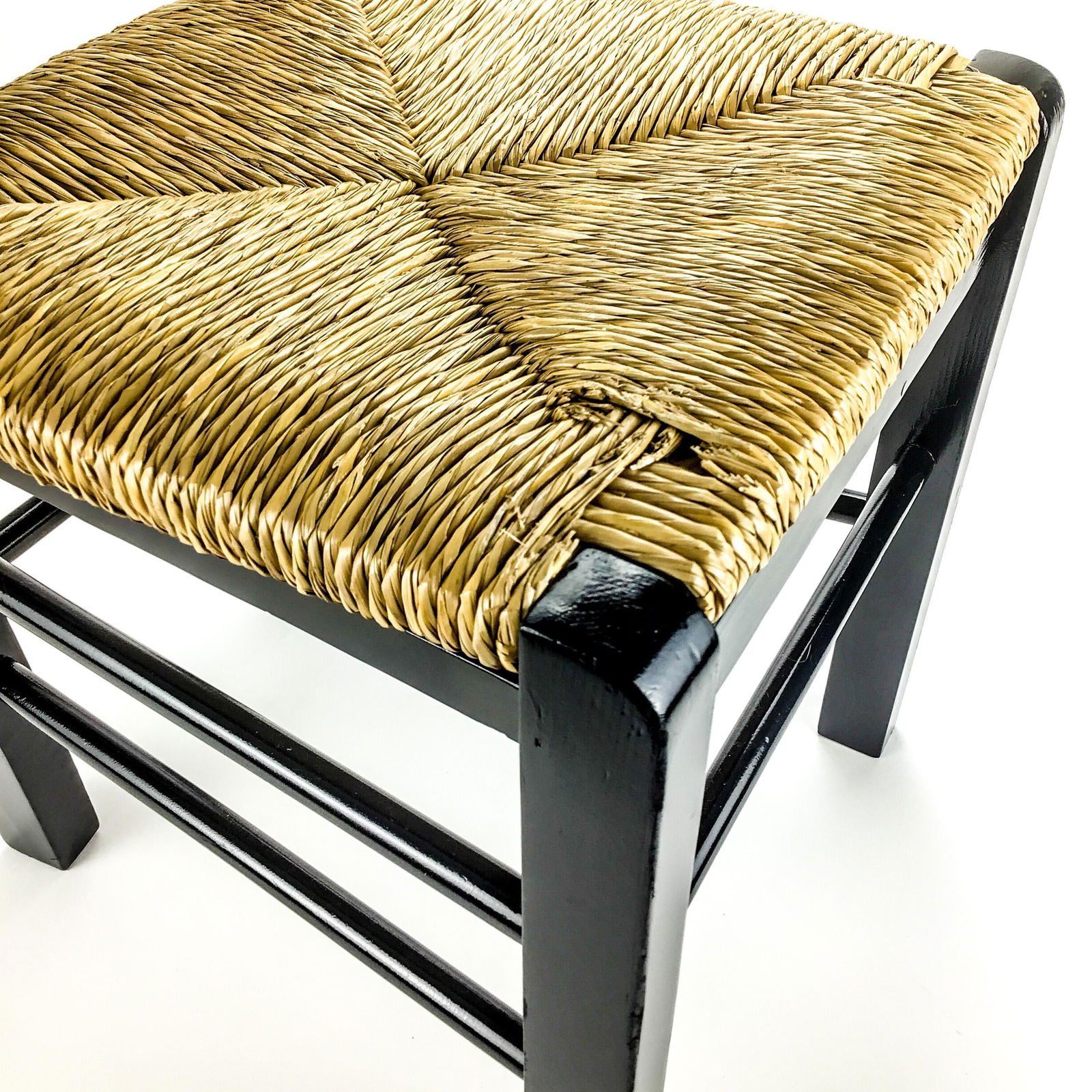 90's Black Painted Children's Side Chair With Rattan Seat Slightly Imperfect. - 7