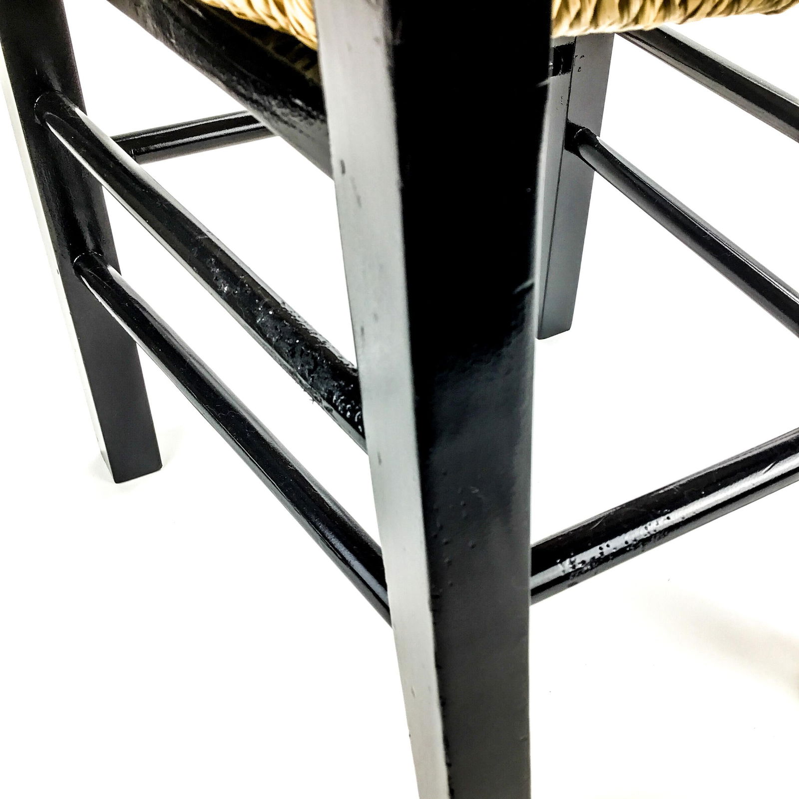 90's Black Painted Children's Side Chair With Rattan Seat Slightly Imperfect. - 8