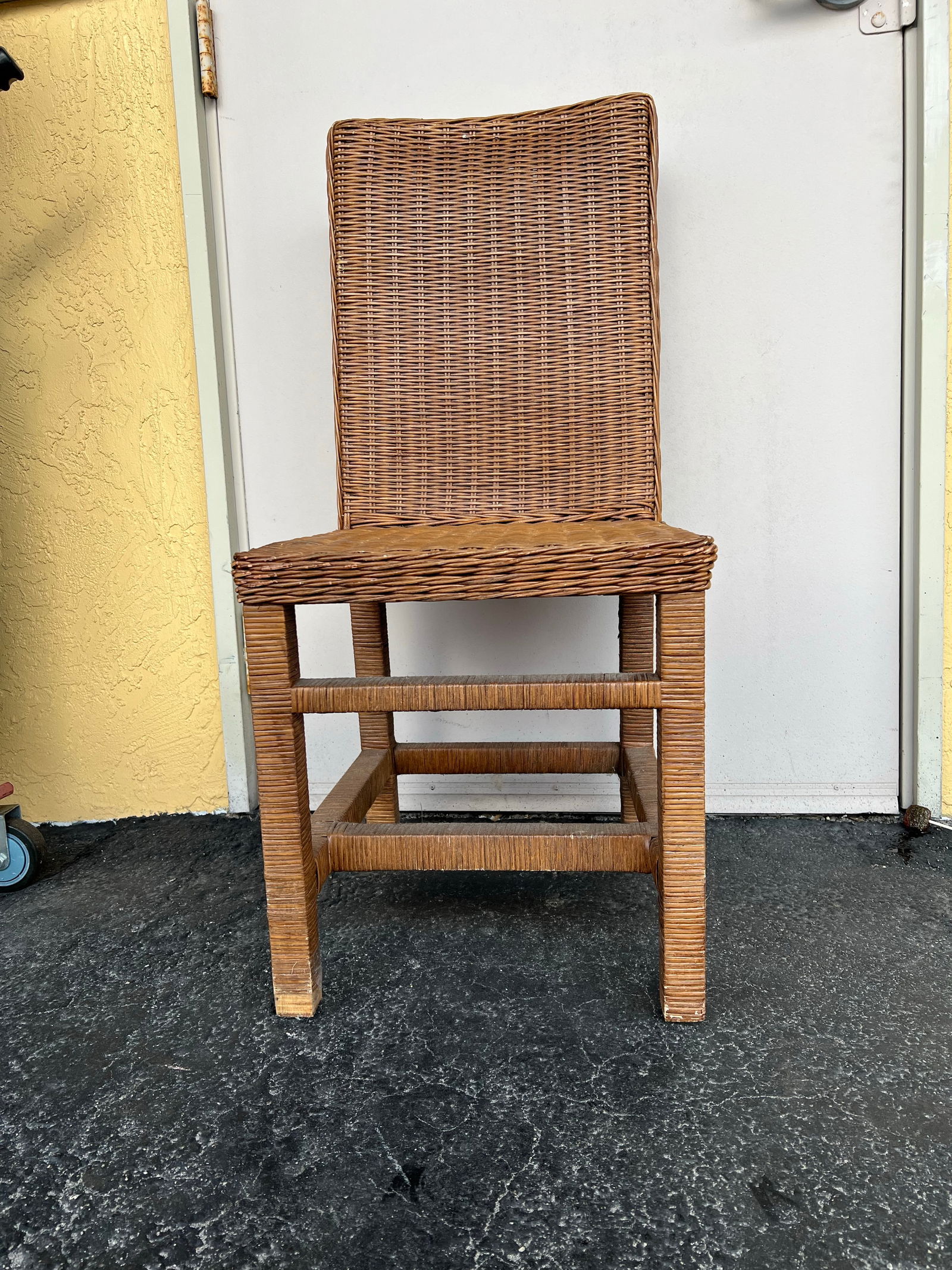 Mid 20th Century Vintage Brown Wicker Side Chair - 2