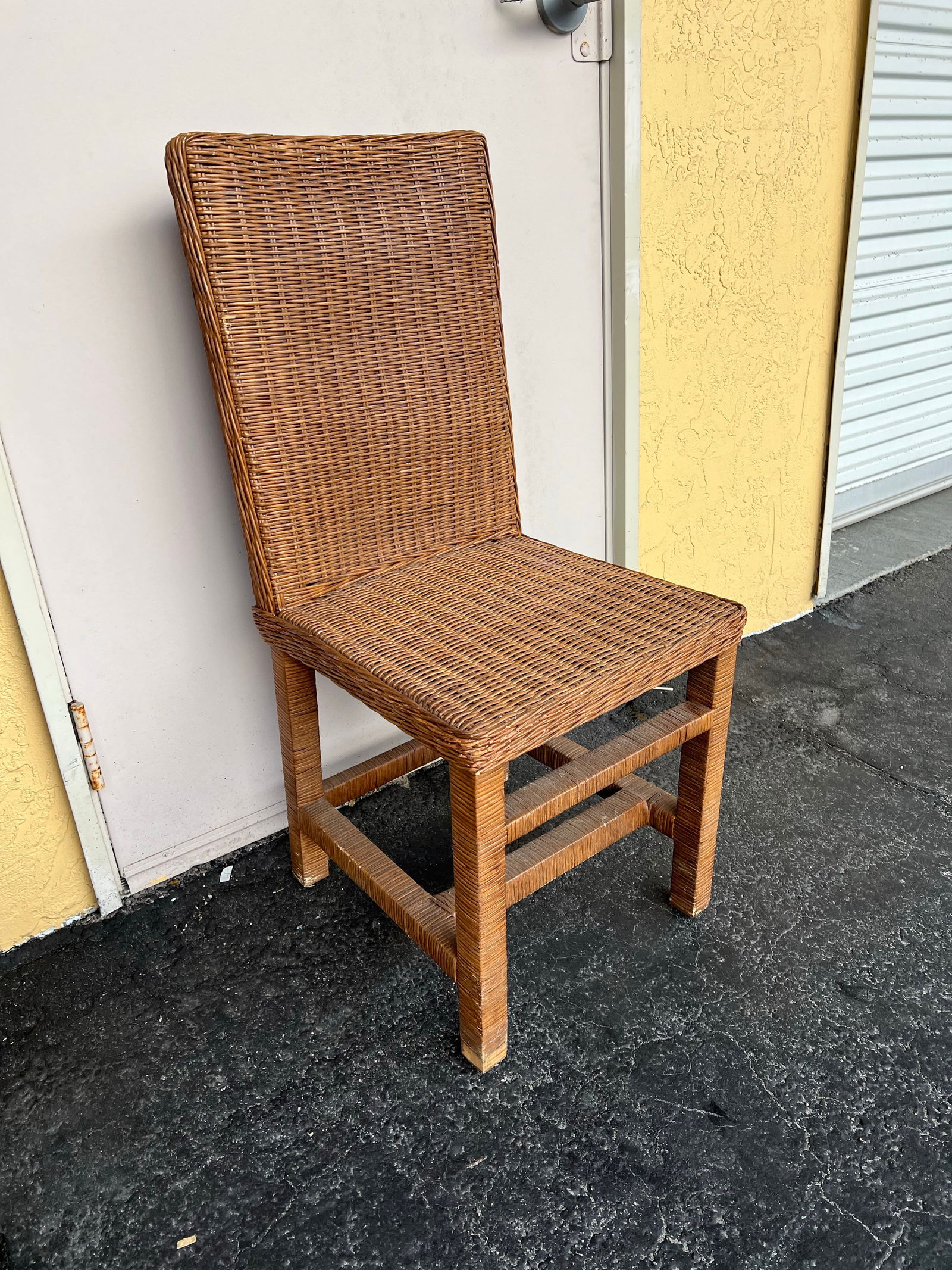 Mid 20th Century Vintage Brown Wicker Side Chair - 3