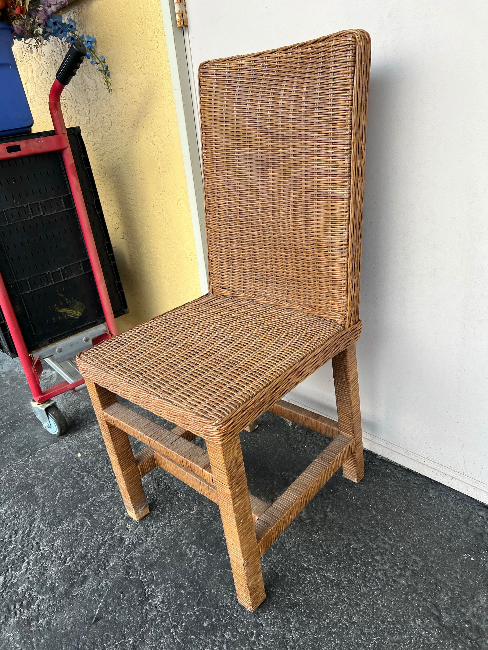 Mid 20th Century Vintage Brown Wicker Side Chair - 6