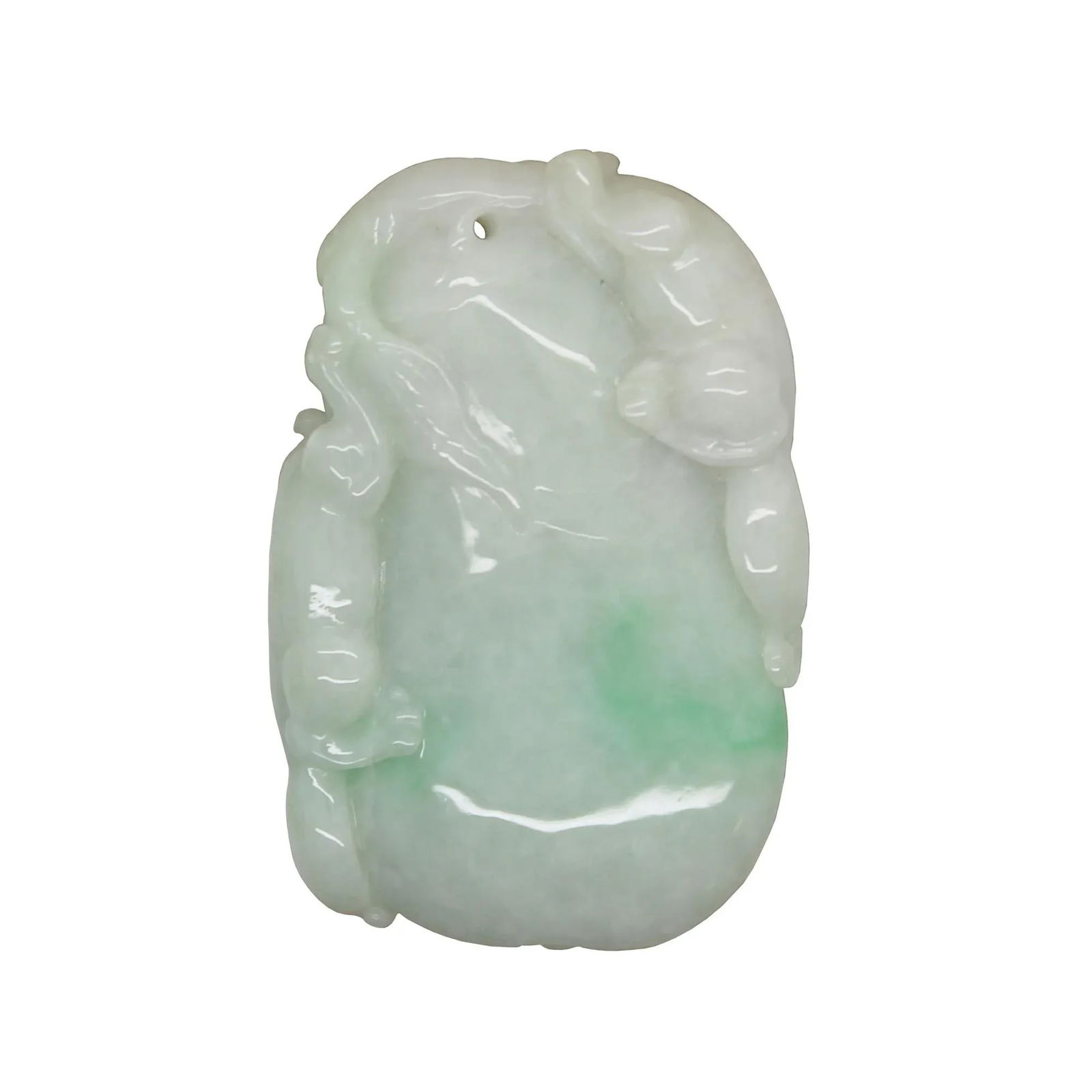 Lucky Feng Shui Jade Pendant With Three Pixie Figure Play on Eggplant - 3