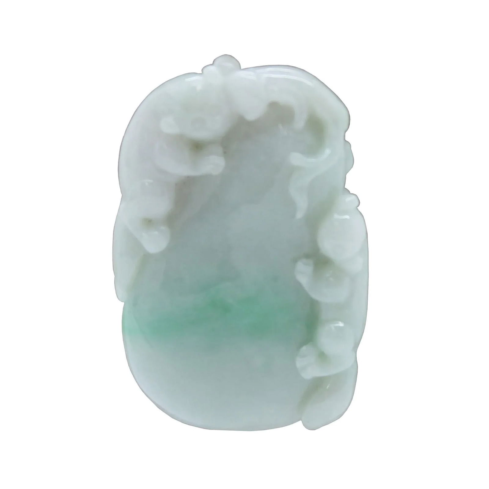 Lucky Feng Shui Jade Pendant With Three Pixie Figure Play on Eggplant - 4