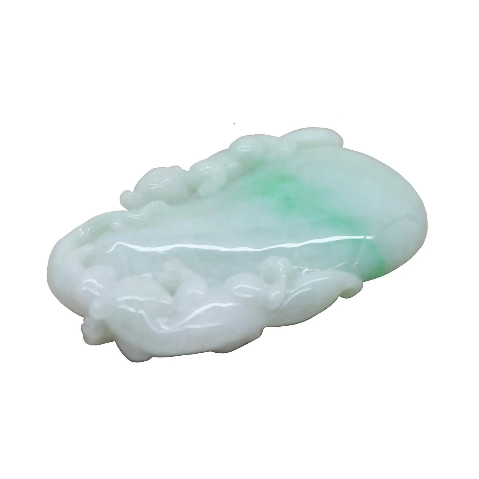 Lucky Feng Shui Jade Pendant With Three Pixie Figure Play on Eggplant - 7