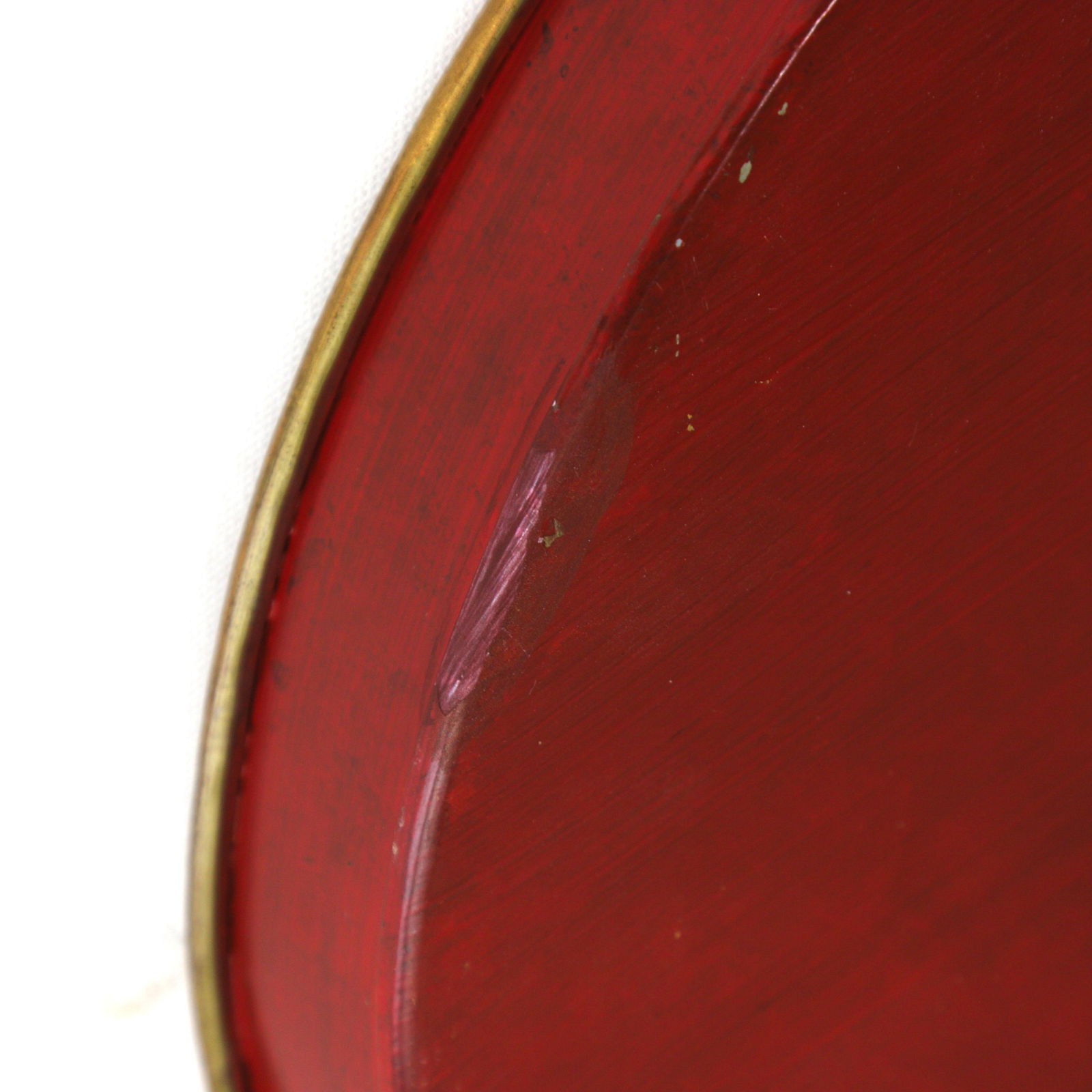 Vintage Handmade Metal Red Tray With Hand-Painted Gold Olive Leaf Wreath - 10