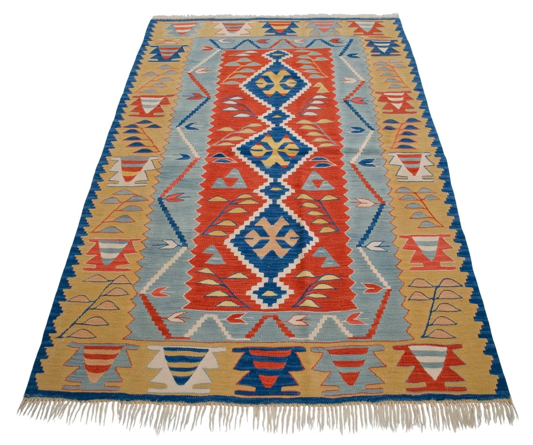 Turkish Hand Woven Kilim Rug. Flat Weave Wool Oushak Area Rug- 3"²7"³ X 5"²7"³ (1 of 11)